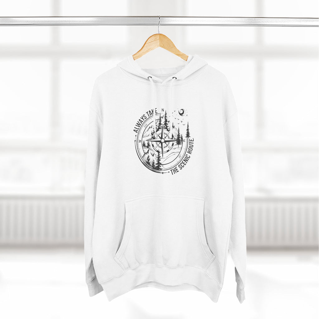 Hoodie — "Always Take the Scenic Route" Camping Graphic Pullover