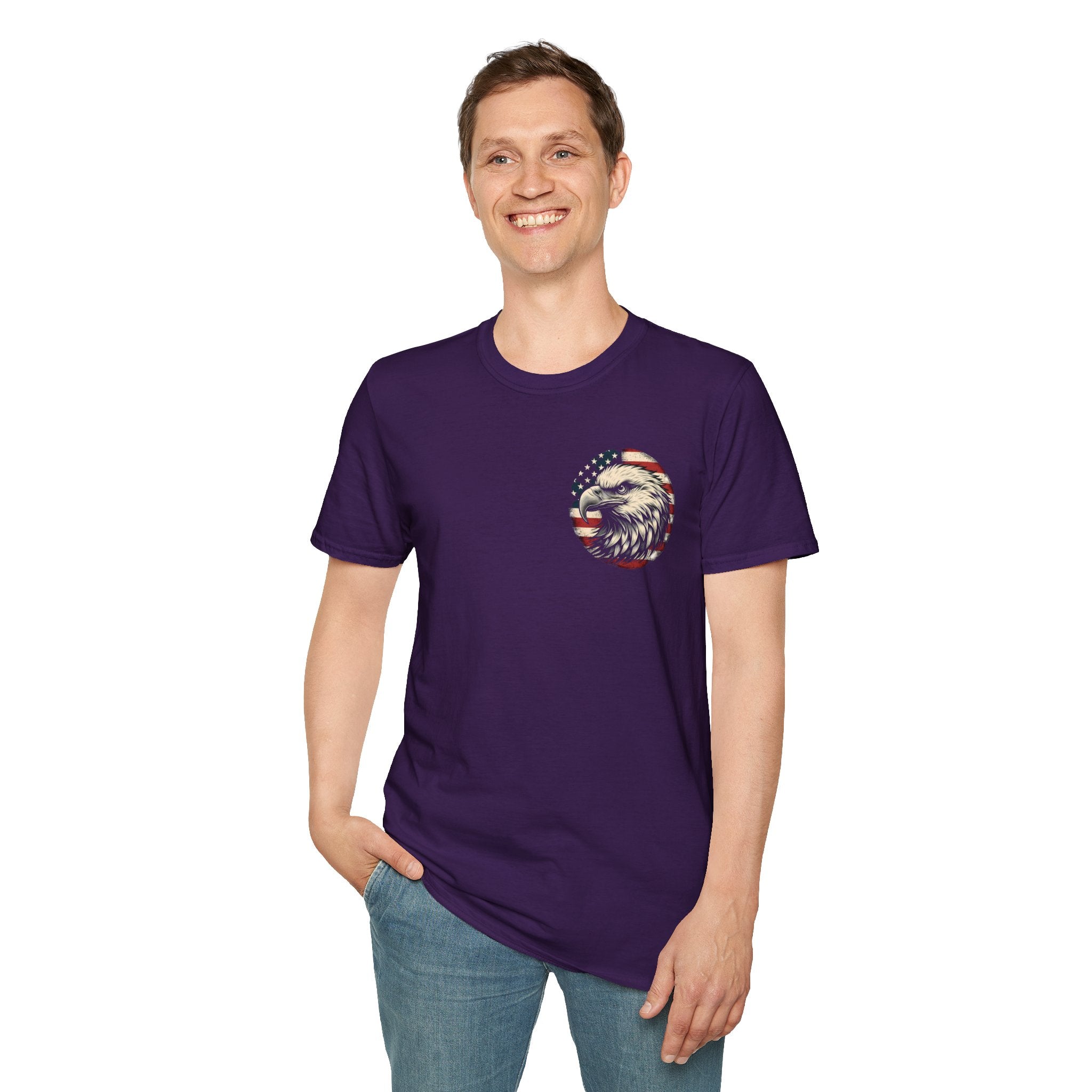 Patriotic Bald Eagle T-Shirt — American Flag Gift for Him Fourth of July Graphic Tee
