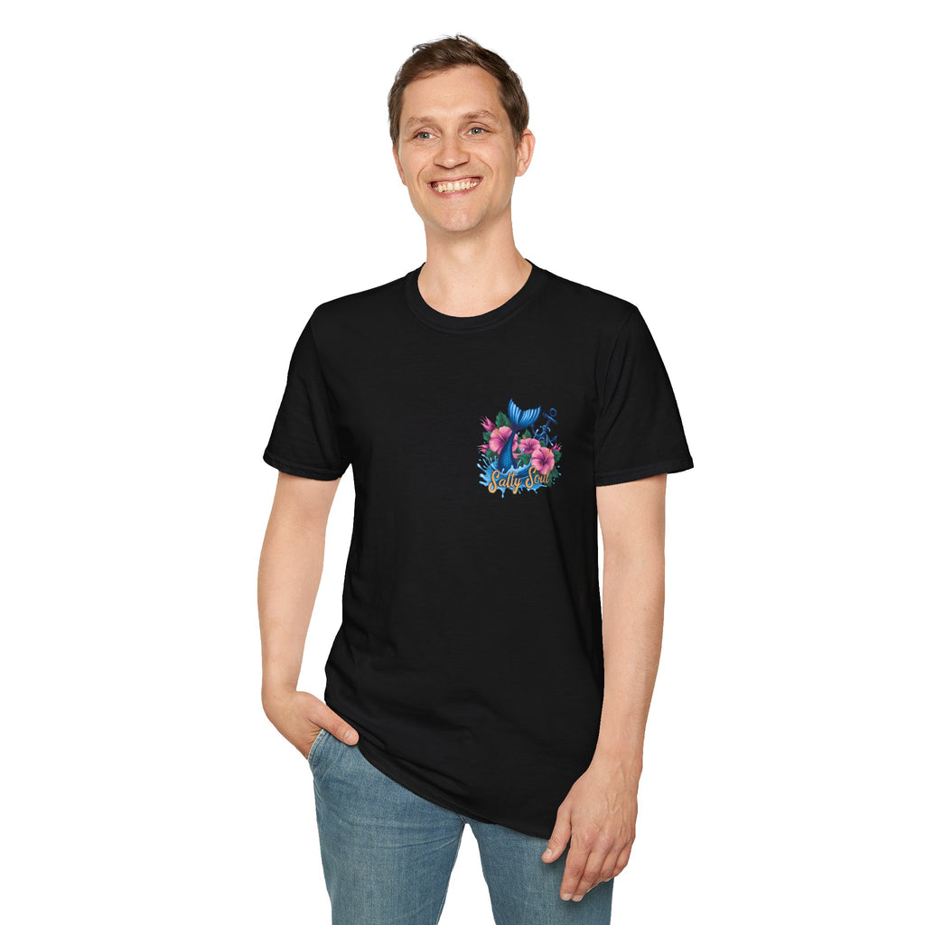 Salty Soul Mermaid Anchor Floral T-Shirt — Cute Beach Gift for Women Nautical Tee