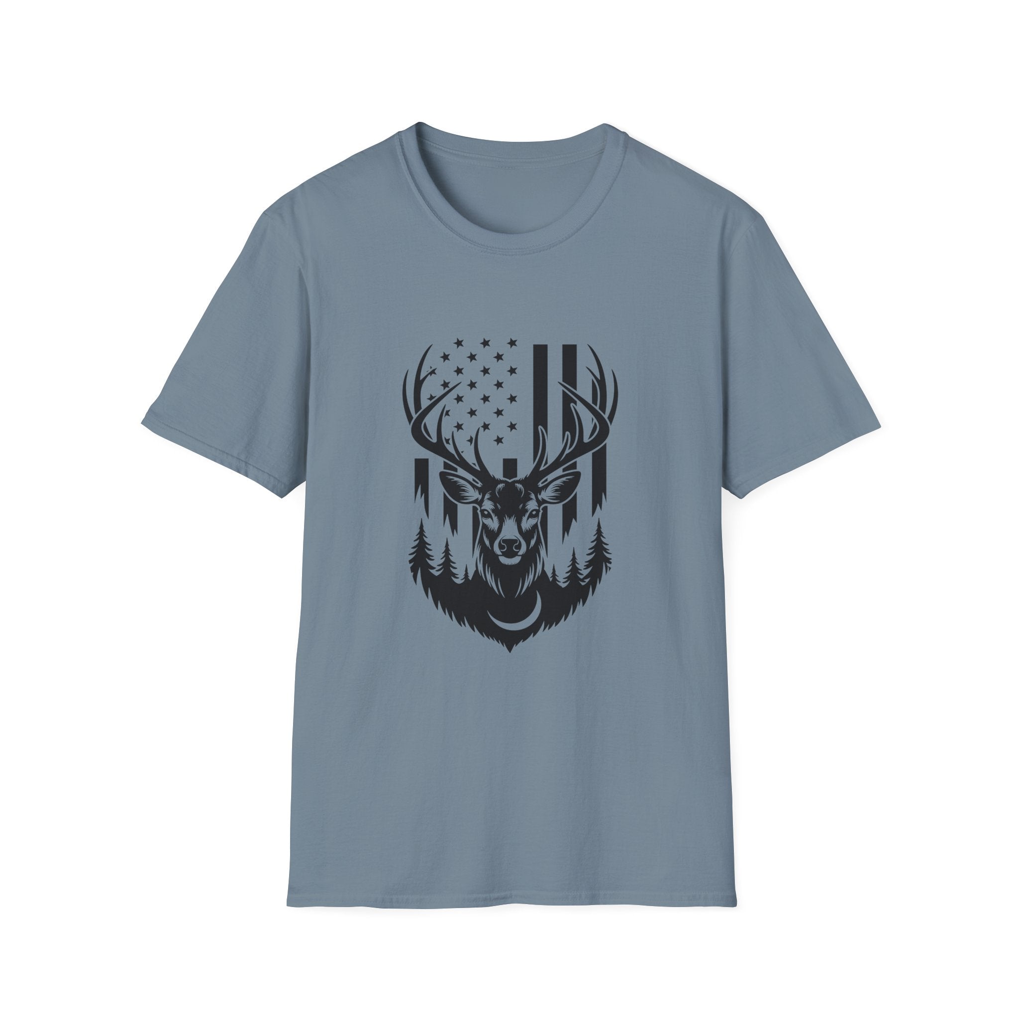 Rustic American Flag Buck T-Shirt — Patriotic Hunting Gift for Men Wildlife Tee