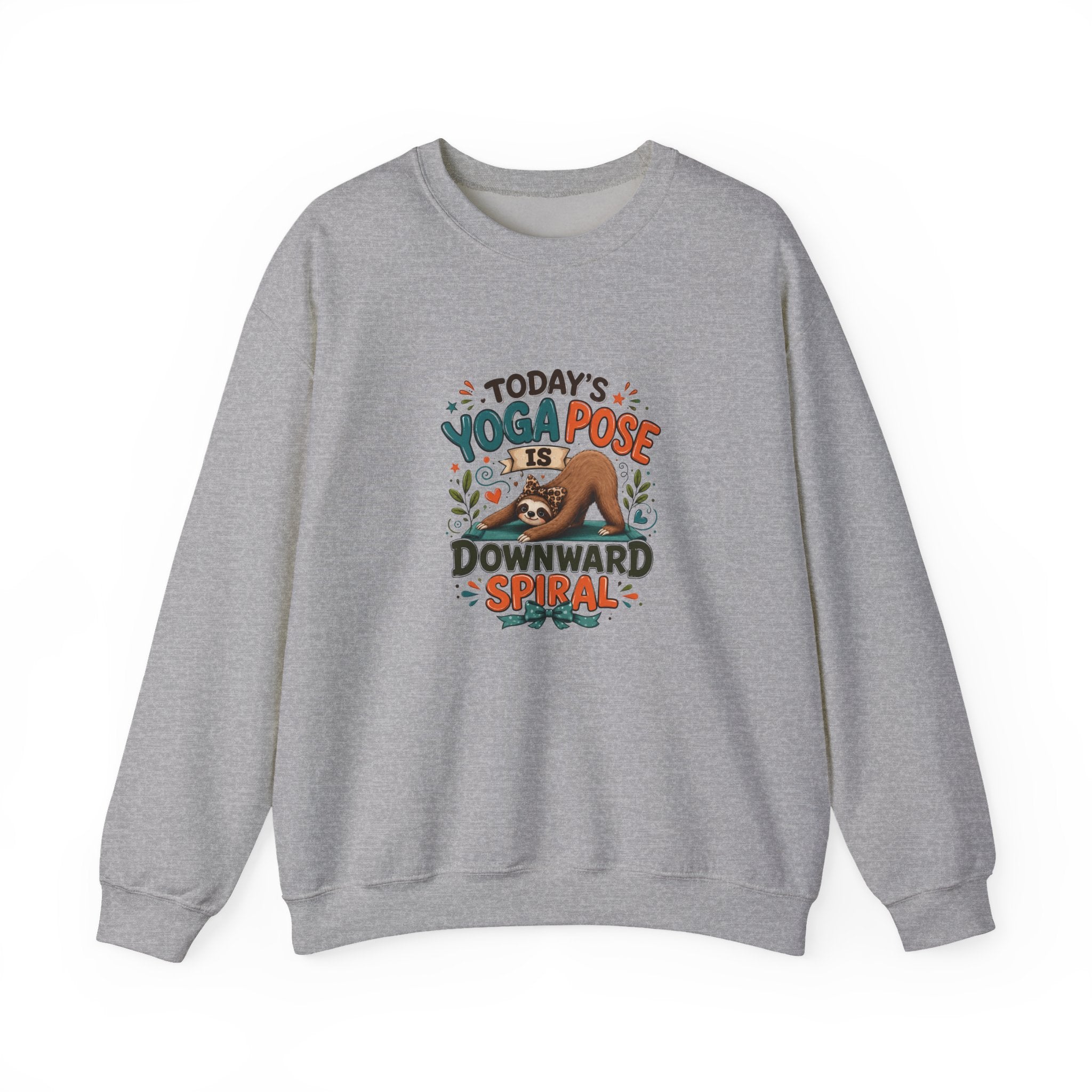 Downward Spiral Sloth Sweatshirt — Funny Lazy Gift for Her Yoga Pose Crewneck