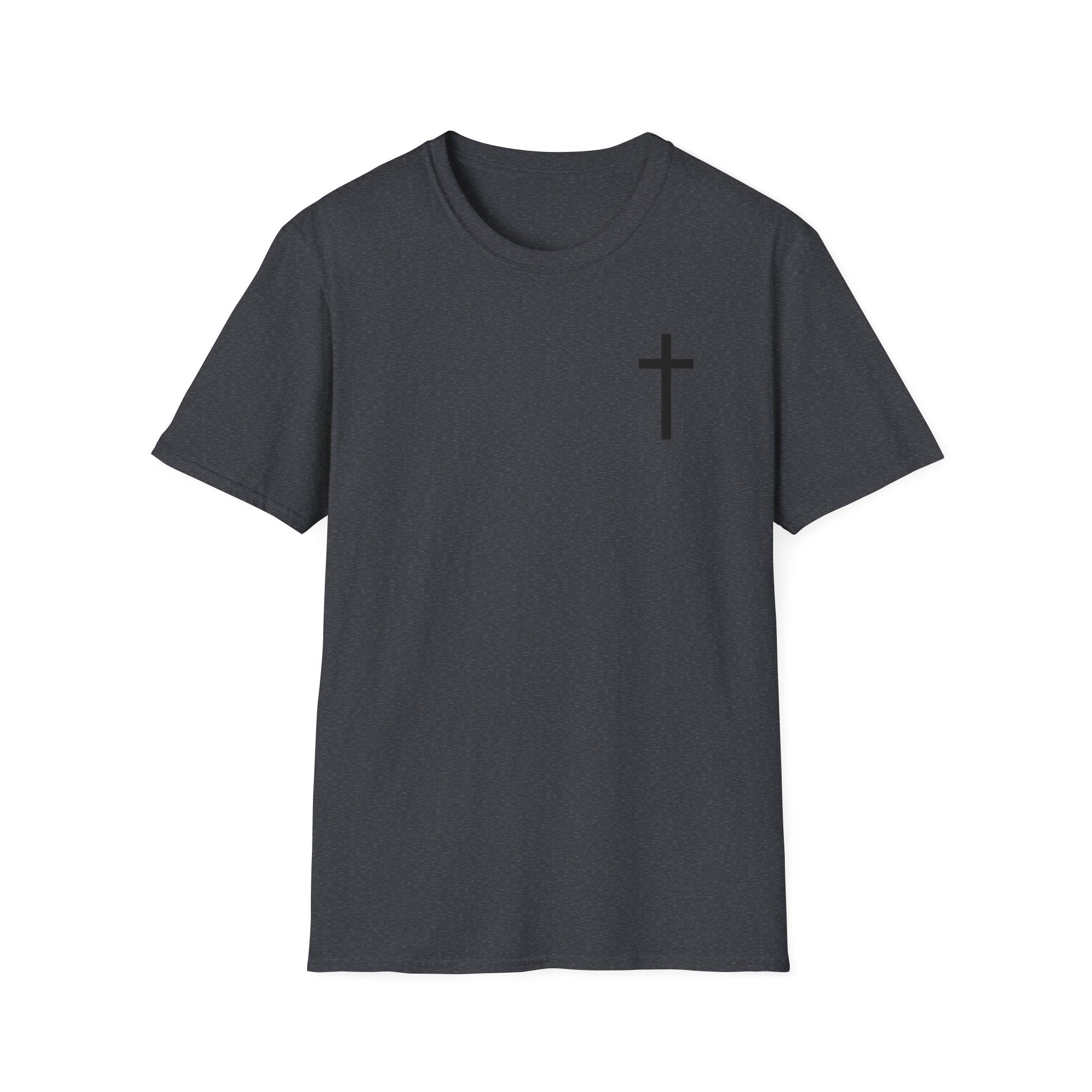 Man of Faith Rooted in Christ T-Shirt — Christian Gift for Him Flag & Cross Back Print Graphic Tee