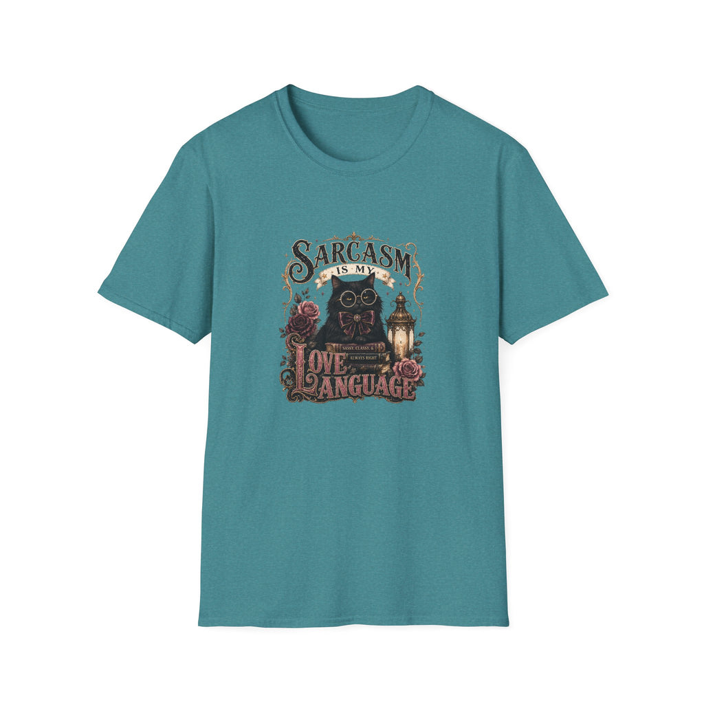 Sarcasm Is My Love Language Cat T-Shirt — Funny Gift for Her Vintage Graphic Tee