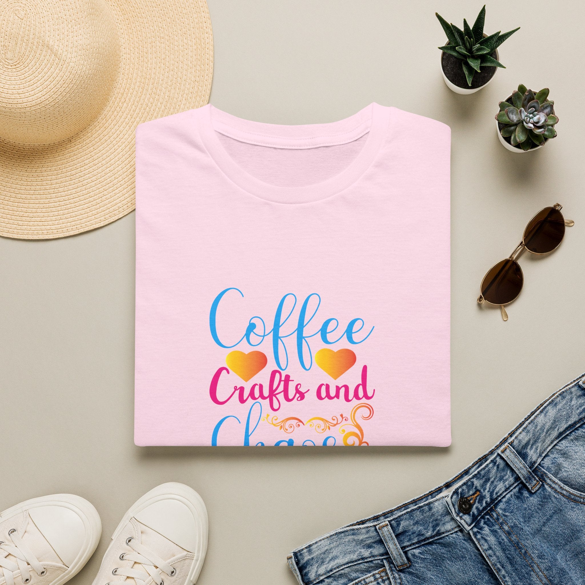 Coffee Crafts and Chaos T-Shirt — Funny Gift for Crafty Women Sarcastic Graphic Tee