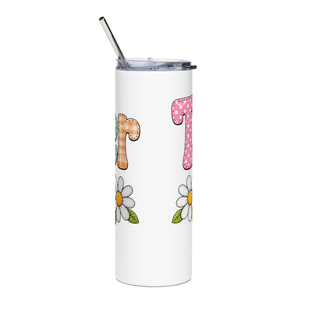 Cute Pastel Teach Bow & Daisy Teacher Tumbler — Cute Gift for Teachers 20oz Cup