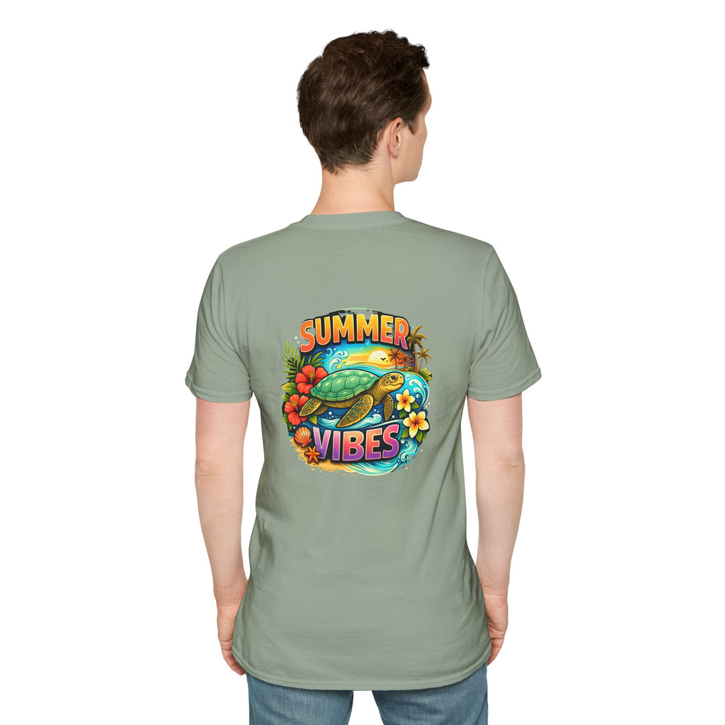 Summer Vibes Sea Turtle T-Shirt — Cute Beach Gift for Women Surf Floral Graphic Tee