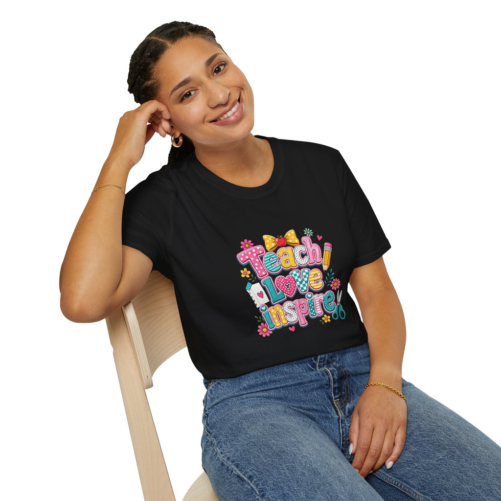 Teach Love Inspire T-Shirt — Cute Colorful Teacher Gift School Appreciation Tee