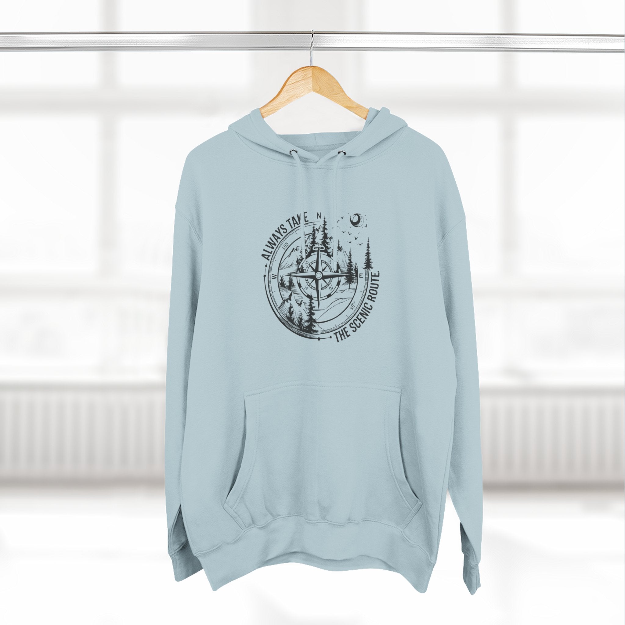 Hoodie — "Always Take the Scenic Route" Camping Graphic Pullover