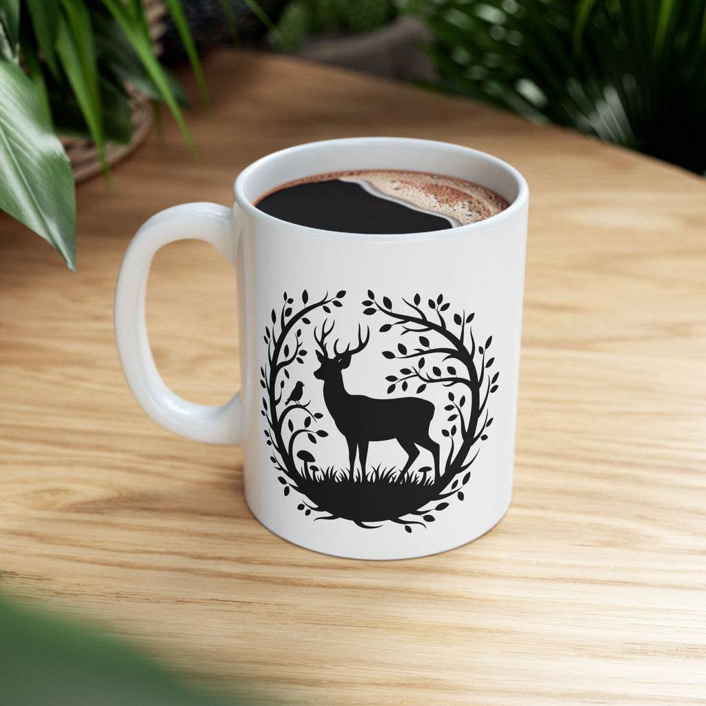 Tree of Serenity Nature Ceramic Mug — Cute Peaceful Gift Black Silhouette Coffee Cup