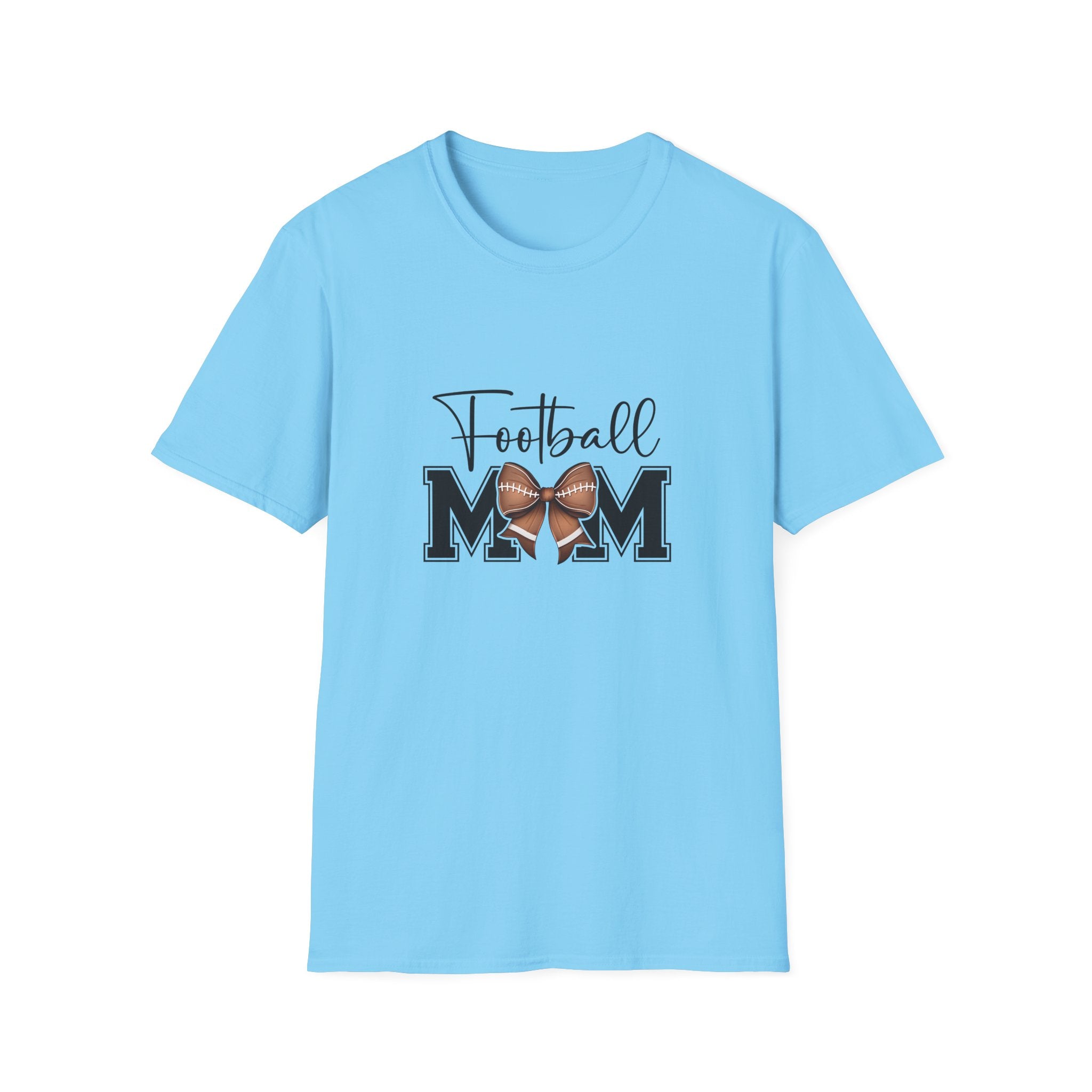 Football Mom Script T-Shirt — Cute Bow Gift for Proud Moms Game Day Graphic Tee