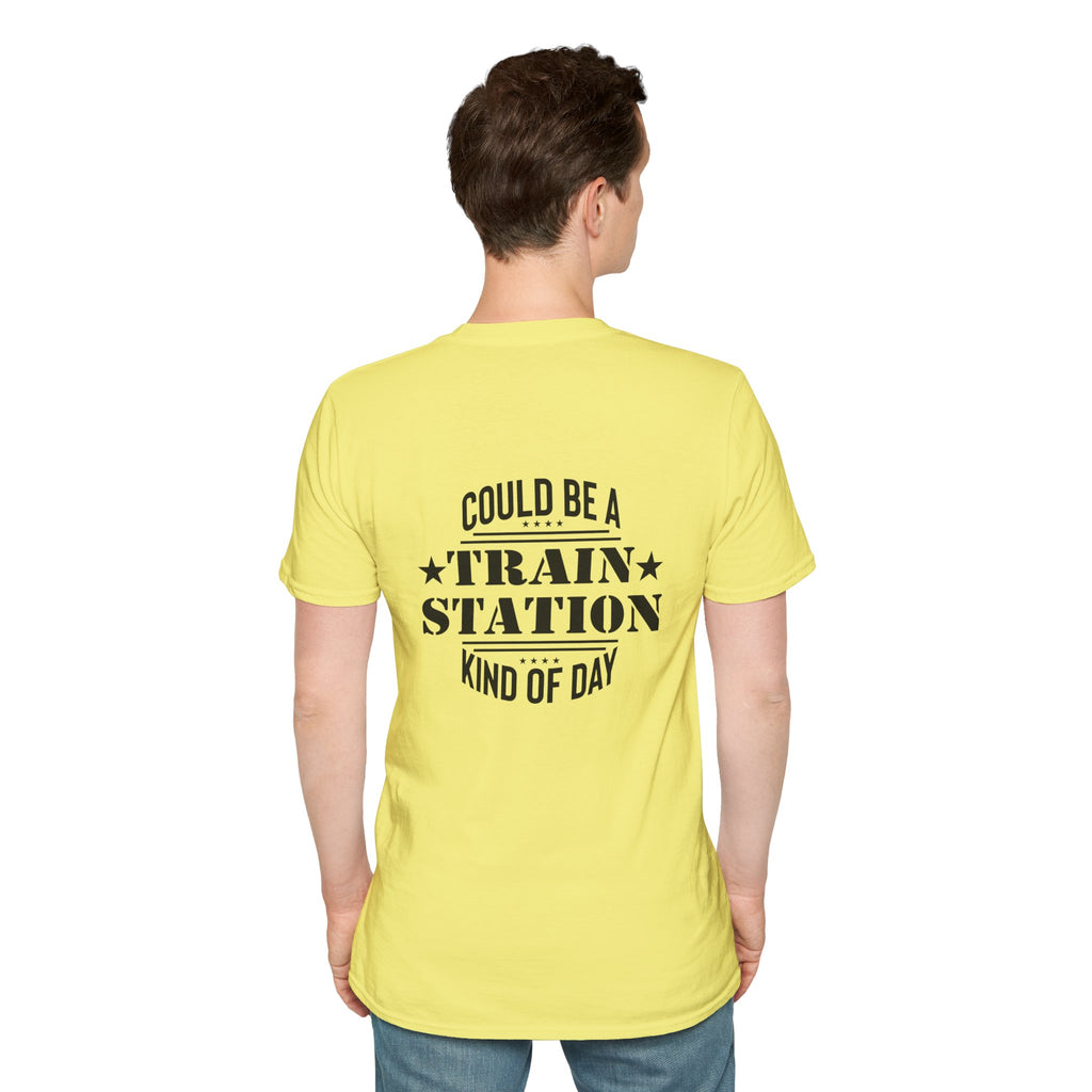 Could Be a Train Station Kind of Day T-Shirt — Funny Sarcastic Gift for Her Pocket Tee