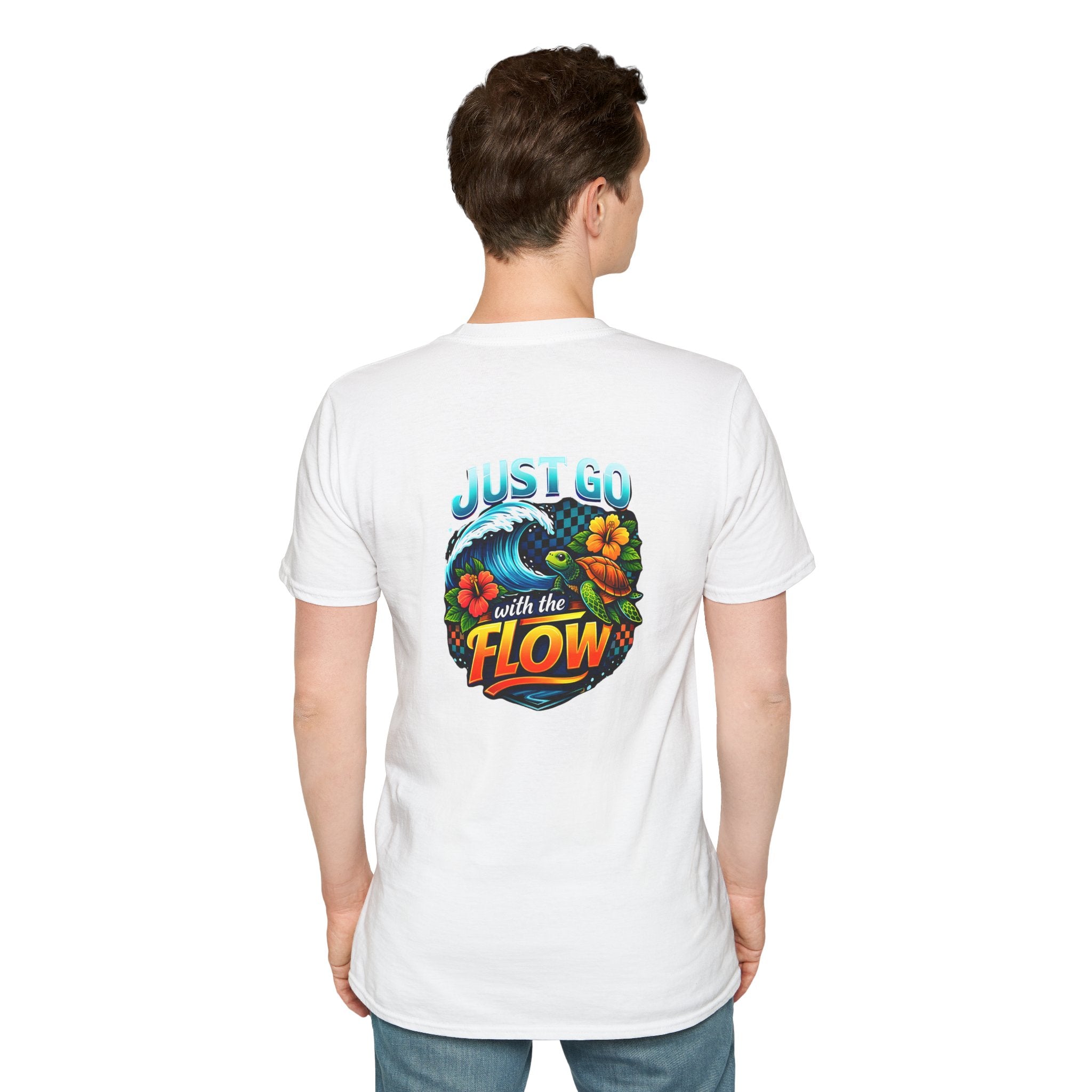 Go With the Flow Sea Turtle T-Shirt — Cute Beach Gift for Women Ocean Floral Tee