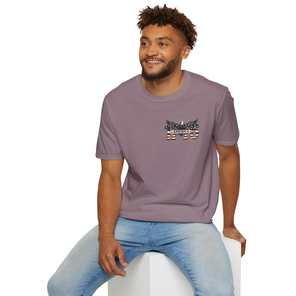 1776 American Flag Eagle T-Shirt — Vintage Patriotic Gift for Him Fourth of July Tee