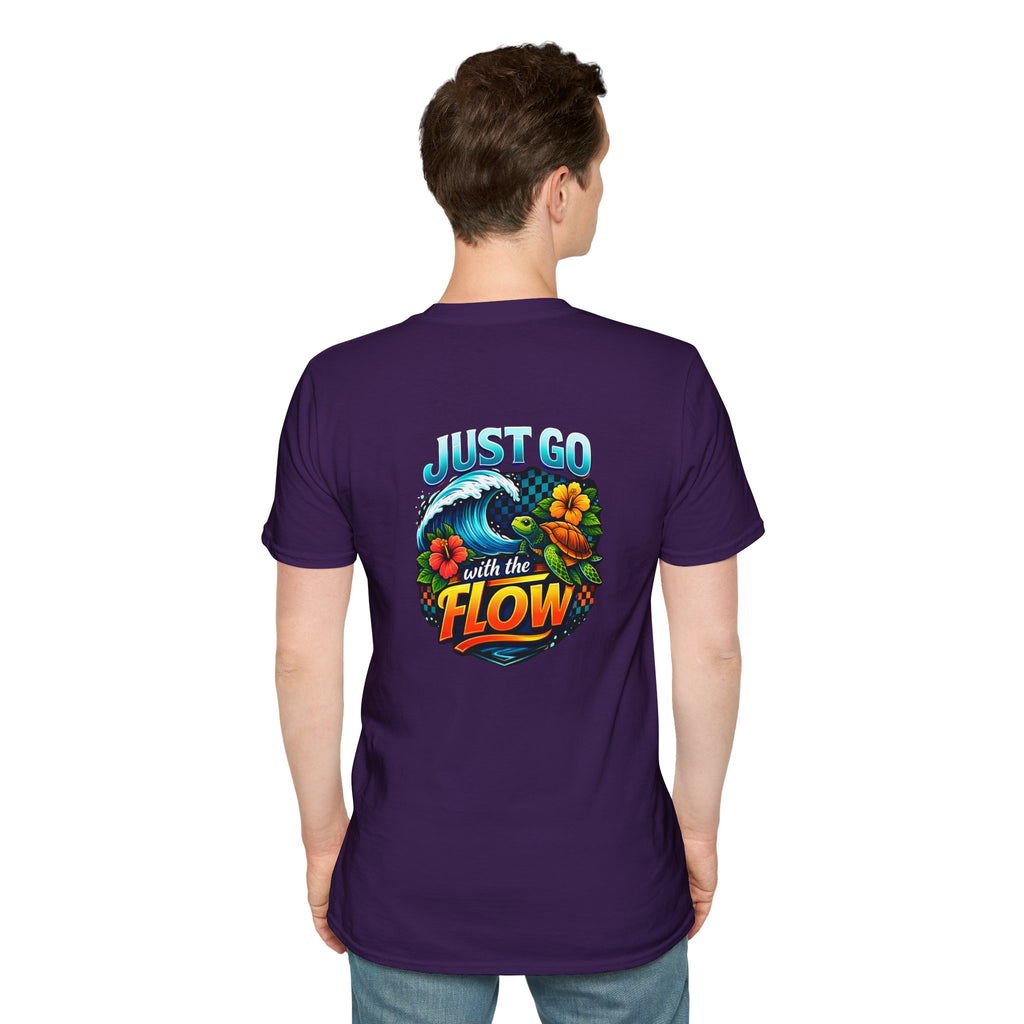 Go With the Flow Sea Turtle T-Shirt — Cute Beach Gift for Women Ocean Floral Tee