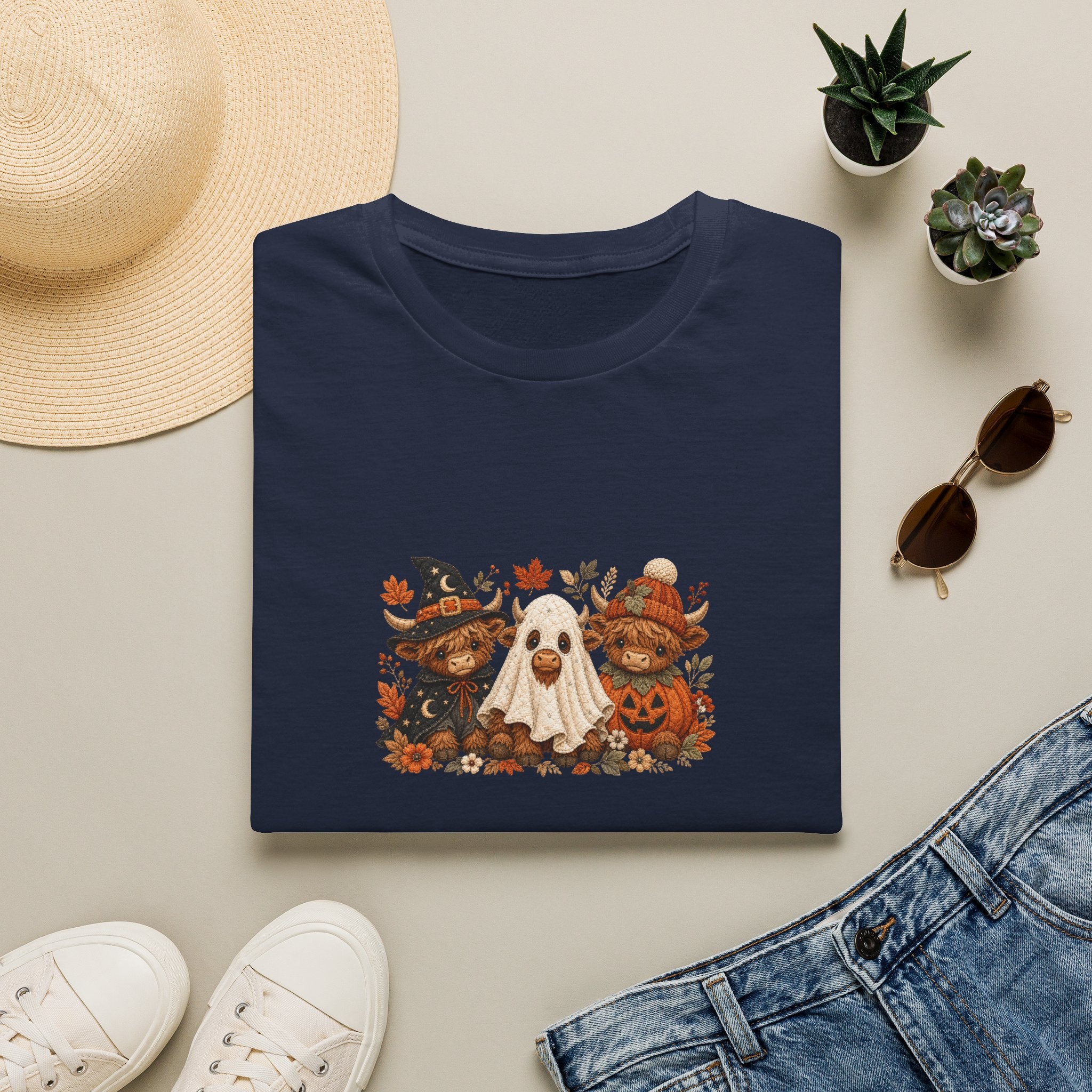 Halloween Cows Trio T-Shirt — Cute Funny Gift for Her Ghost & Pumpkin Fall Tee