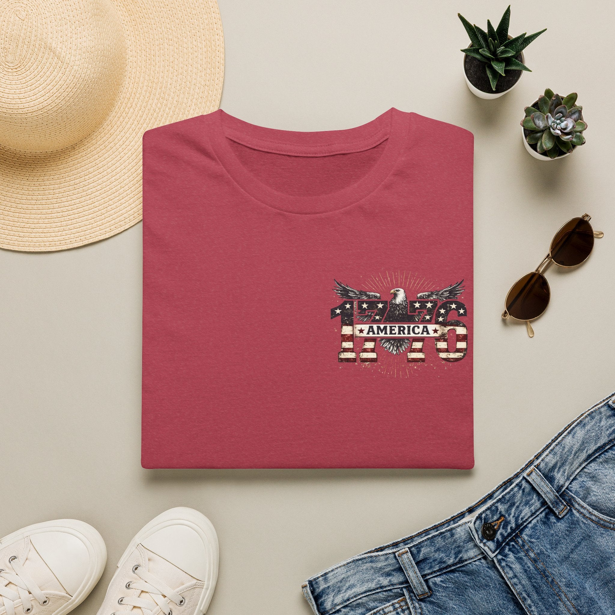 1776 American Flag Eagle T-Shirt — Vintage Patriotic Gift for Him Fourth of July Tee