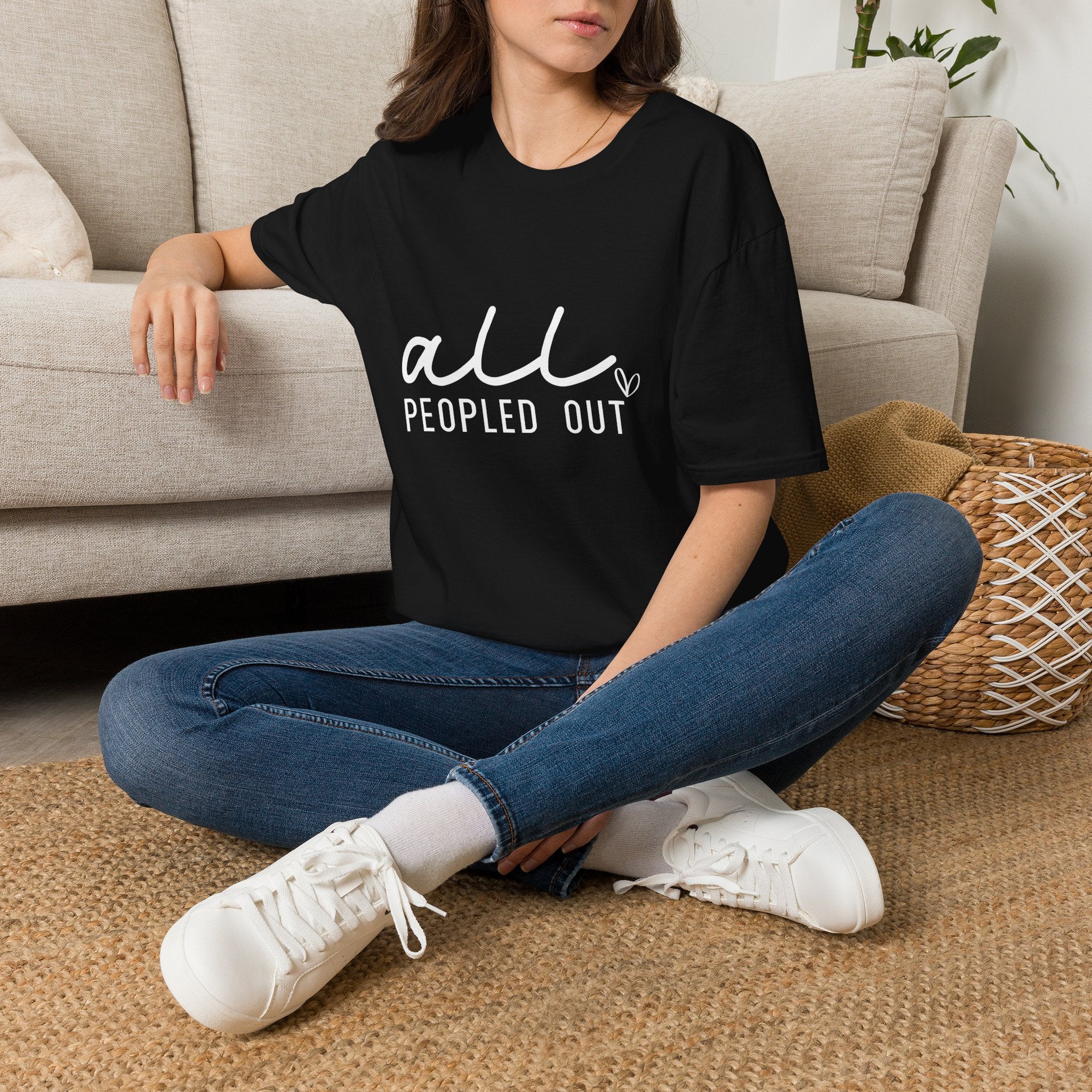 All Peopled Out T-Shirt — Funny Introvert Gift for Her Sarcastic Anti-Social Tee