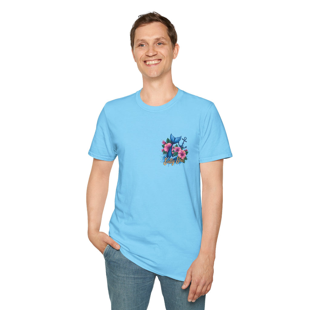 Salty Soul Mermaid Anchor Floral T-Shirt — Cute Beach Gift for Women Nautical Tee