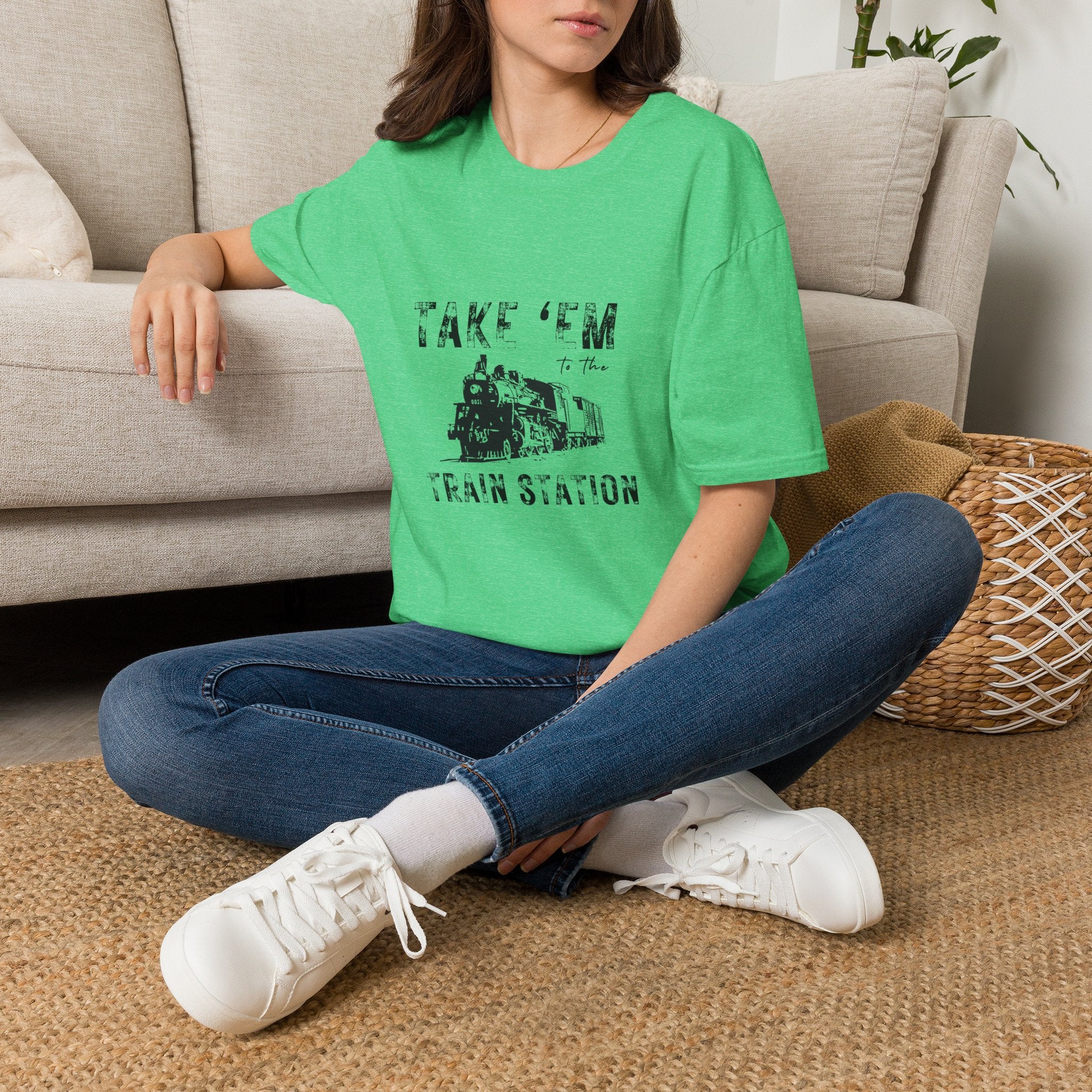 Take 'Em to the Train Station T-Shirt — Funny Sarcastic Gift Vintage Engine Graphic Tee