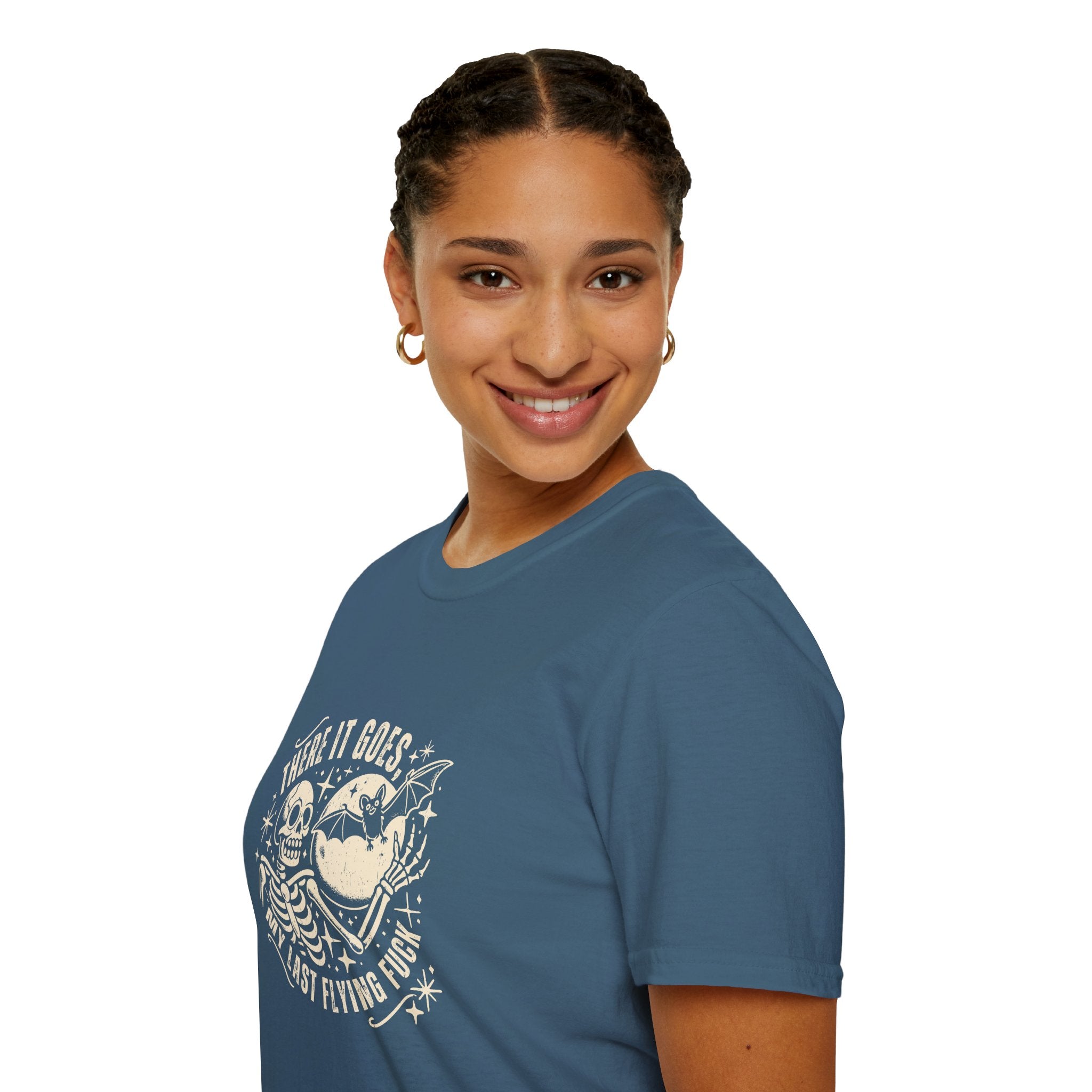 There It Goes Skull Moon & Bat T-Shirt — Cute Halloween Gift for Women Graphic Tee