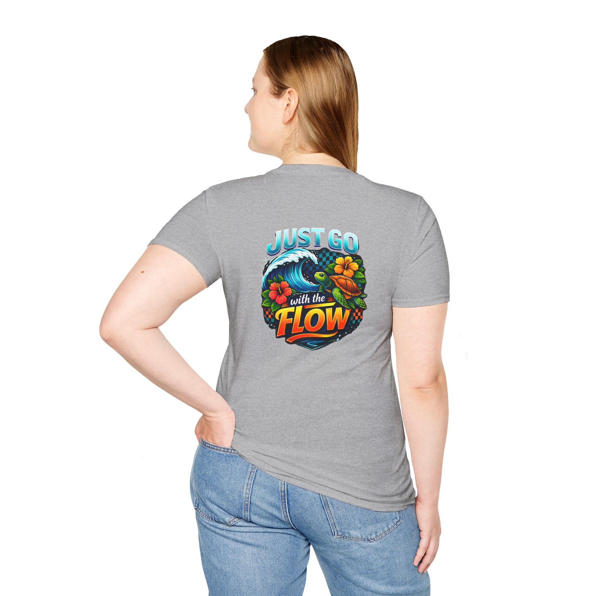 Go With the Flow Sea Turtle T-Shirt — Cute Beach Gift for Women Ocean Floral Tee