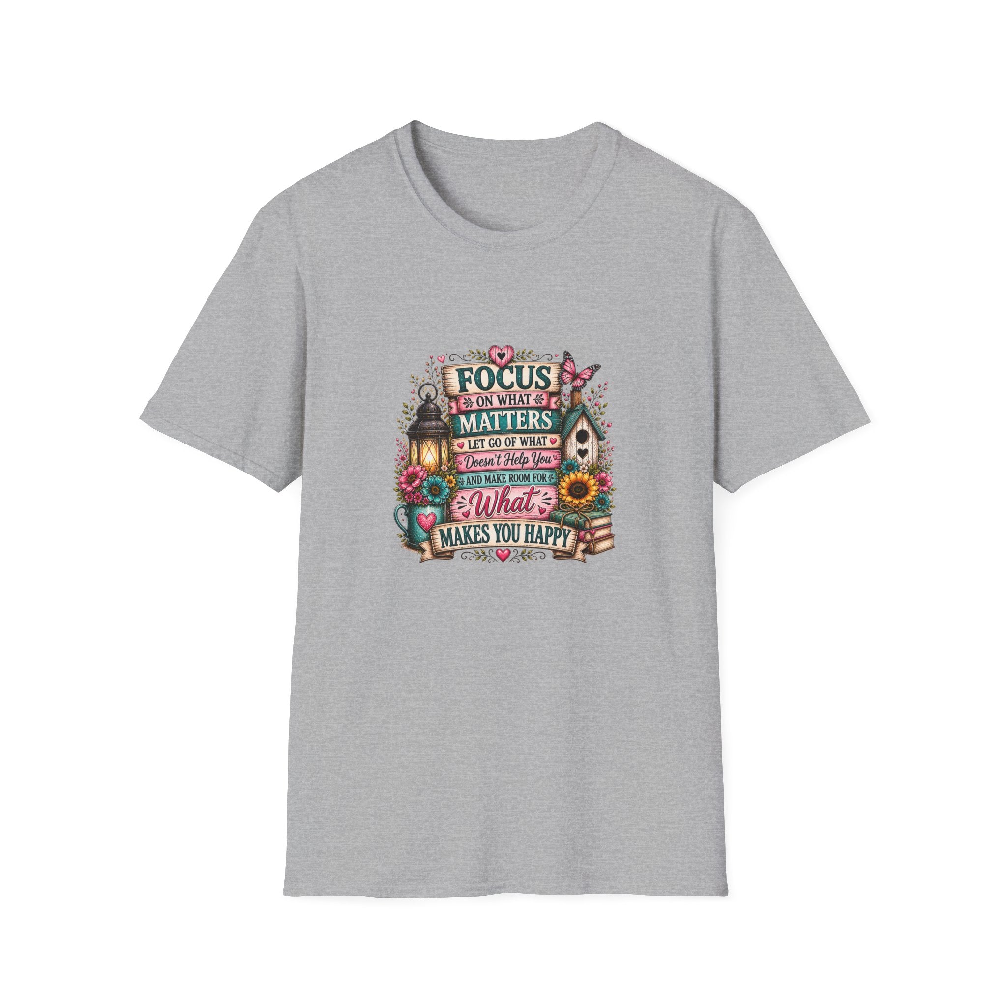 Focus on What Matters Floral T-Shirt — Inspirational Motivational Gift for Women Tee