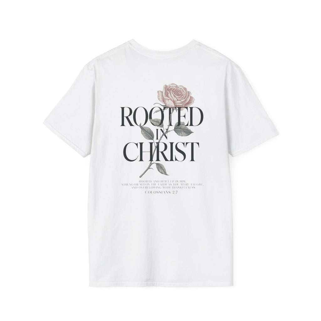 Rooted in Christ Floral T-Shirt — Christian Gift for Women Faith Graphic Tee