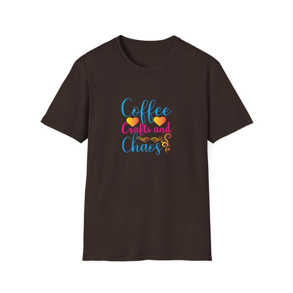 Coffee Crafts and Chaos T-Shirt — Funny Gift for Crafty Women Sarcastic Graphic Tee
