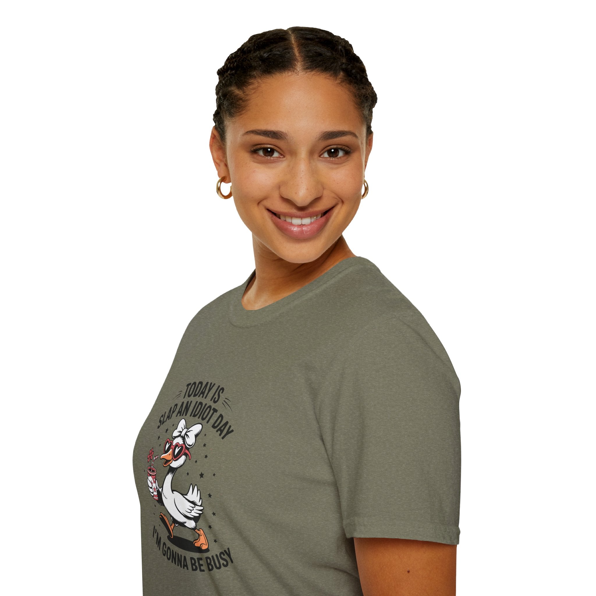 Today Is Slap An Idiot Day Duck T-Shirt — Funny Sarcastic Gift for Her Graphic Tee