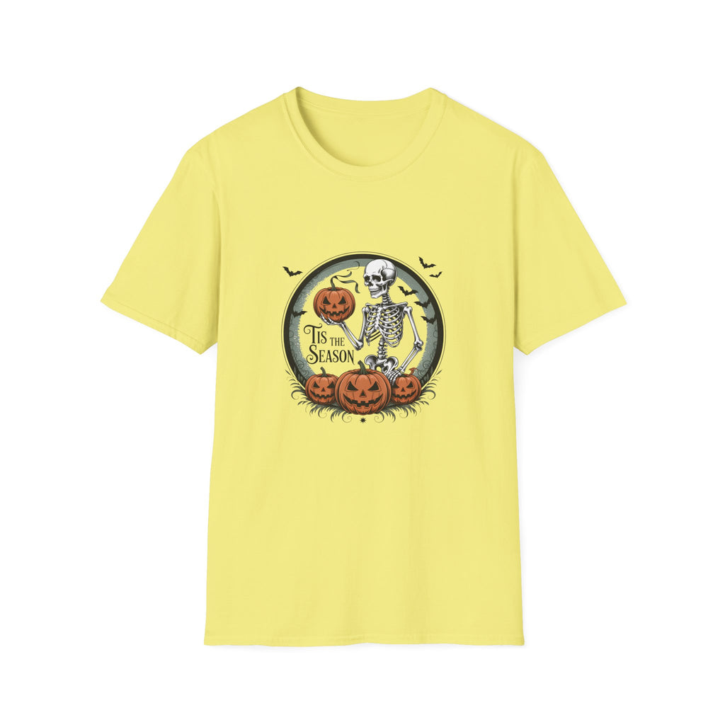 Tis the Season Skeleton Pumpkin T-Shirt — Funny Halloween Gift for Women Graphic Tee