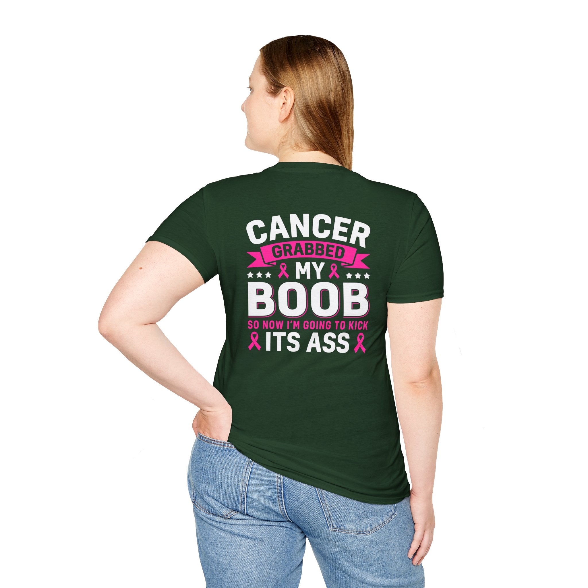 Cancer Grabbed My Boob Now I'm Going to Kick Its Ass T-Shirt — Funny Breast Cancer Awareness Gift