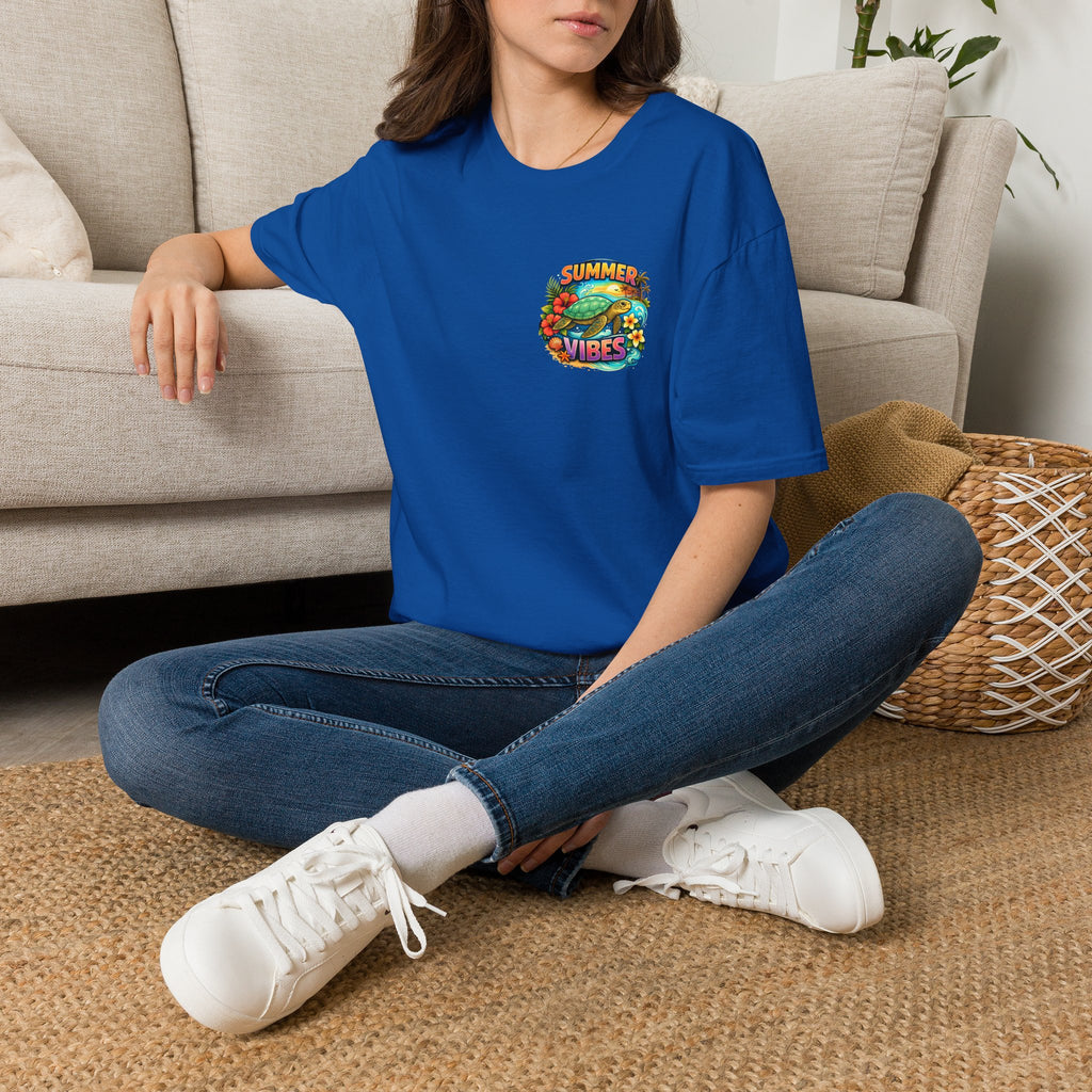 Summer Vibes Sea Turtle T-Shirt — Cute Beach Gift for Women Surf Floral Graphic Tee