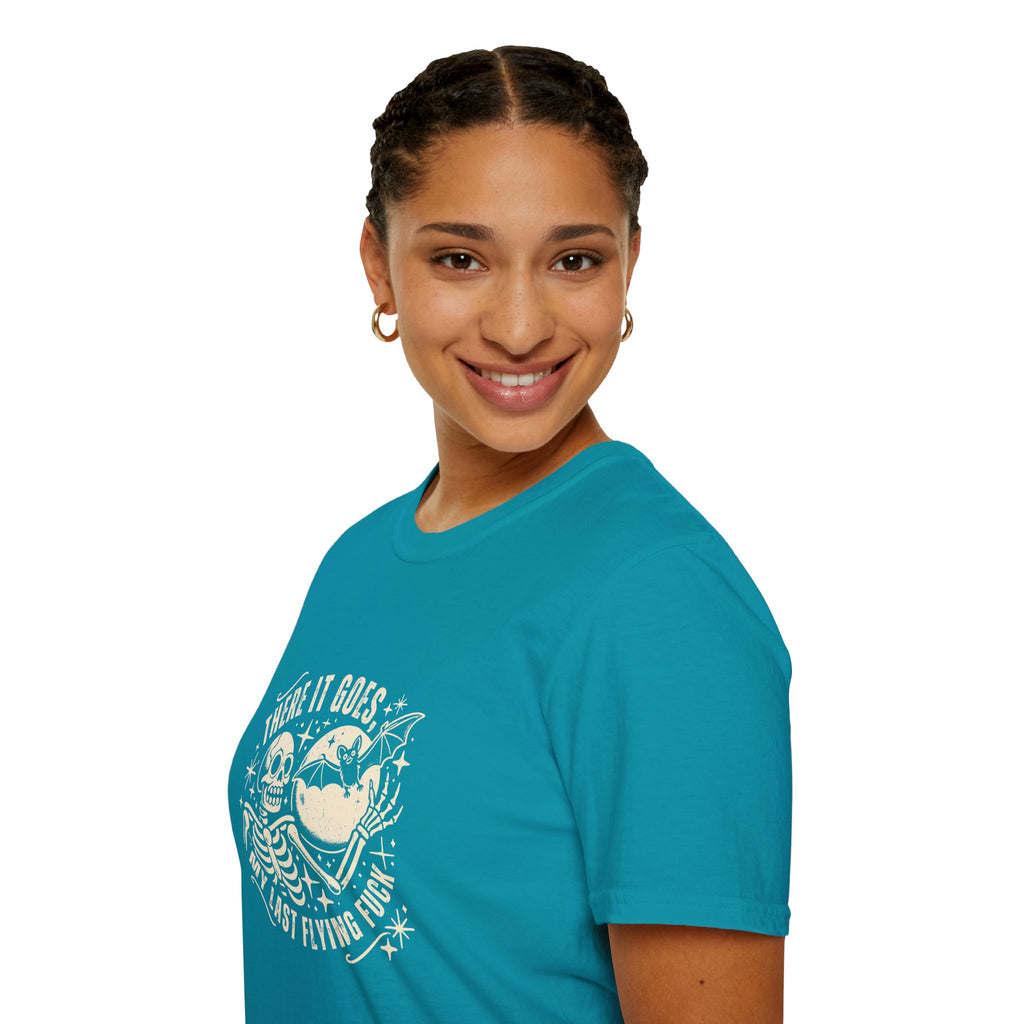 There It Goes Skull Moon & Bat T-Shirt — Cute Halloween Gift for Women Graphic Tee