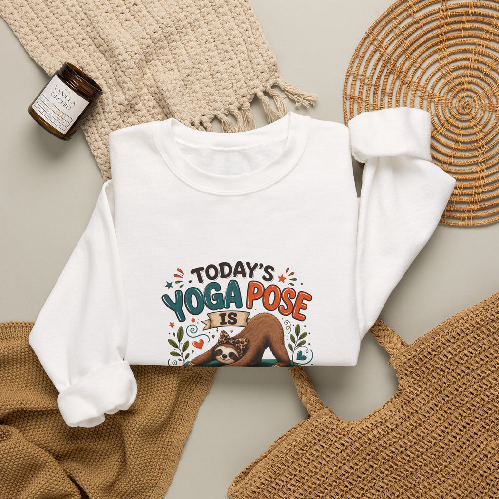 Downward Spiral Sloth Sweatshirt — Funny Lazy Gift for Her Yoga Pose Crewneck