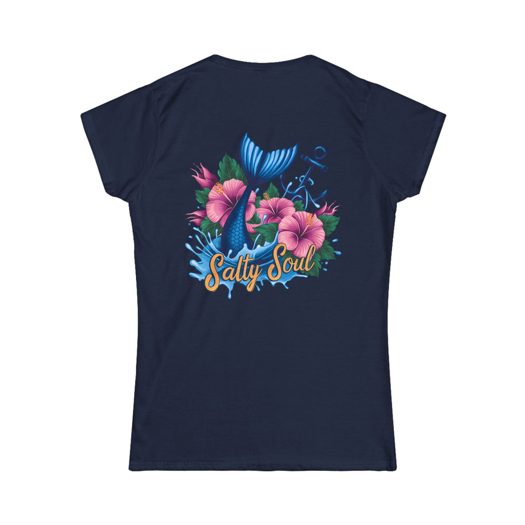 Salty Soul Floral Anchor Beach T-Shirt — Cute Nautical Gift for Women Graphic Tee