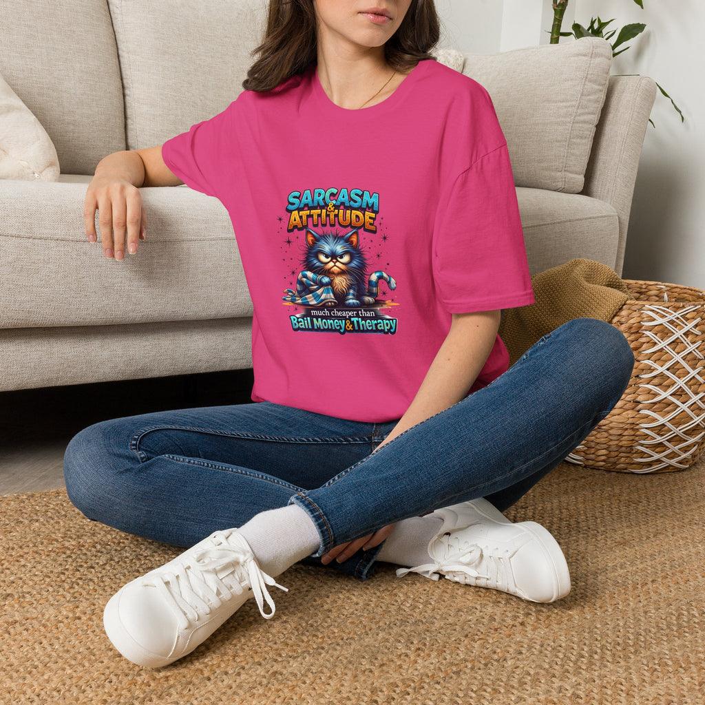 Sarcasm & Attitude Grumpy Cat T-Shirt — Funny Sarcastic Gift for Her Graphic Tee