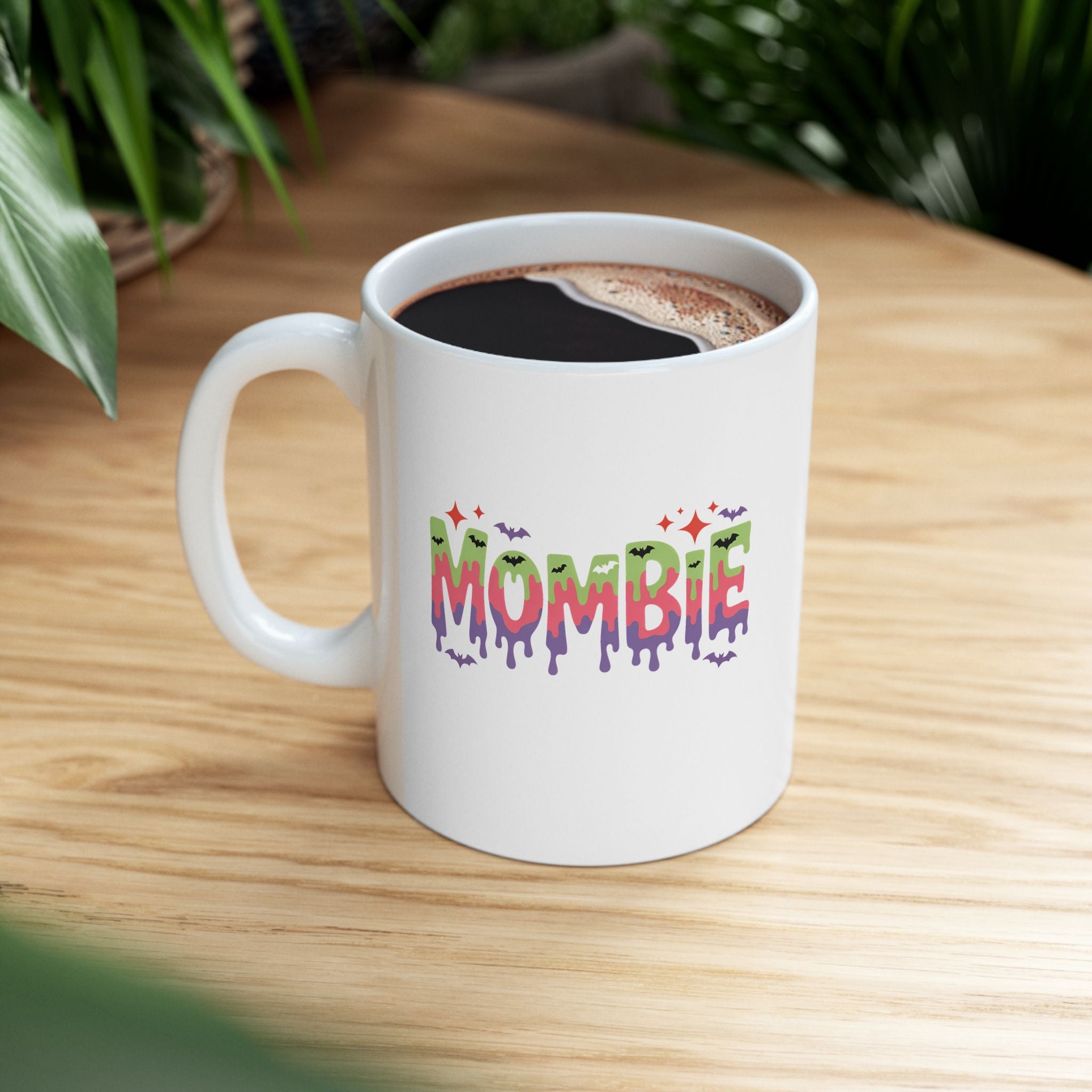 Zombie Mom Ceramic Mug — Funny Halloween Gift for Moms Colorful Drip Coffee Cup 11oz 15oz