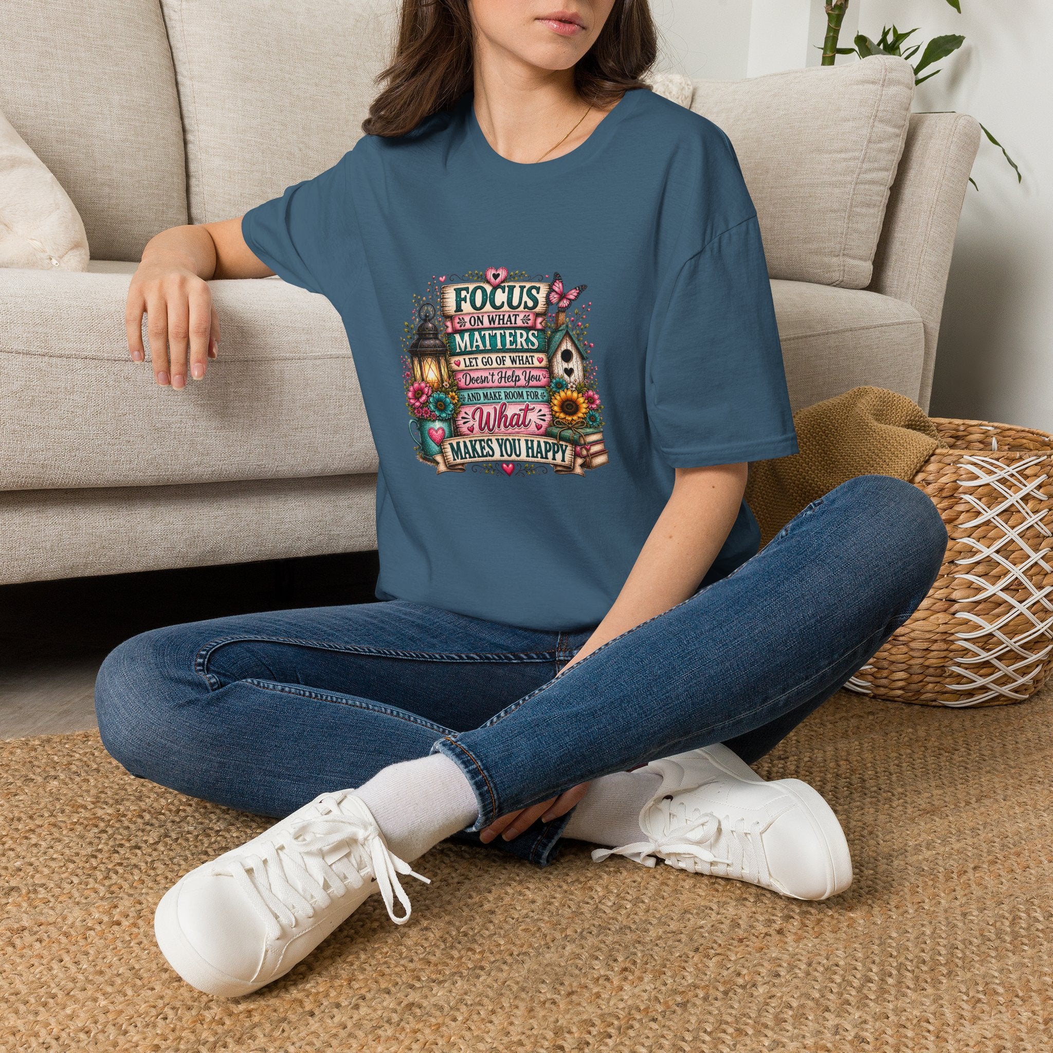 Focus on What Matters Floral T-Shirt — Inspirational Motivational Gift for Women Tee