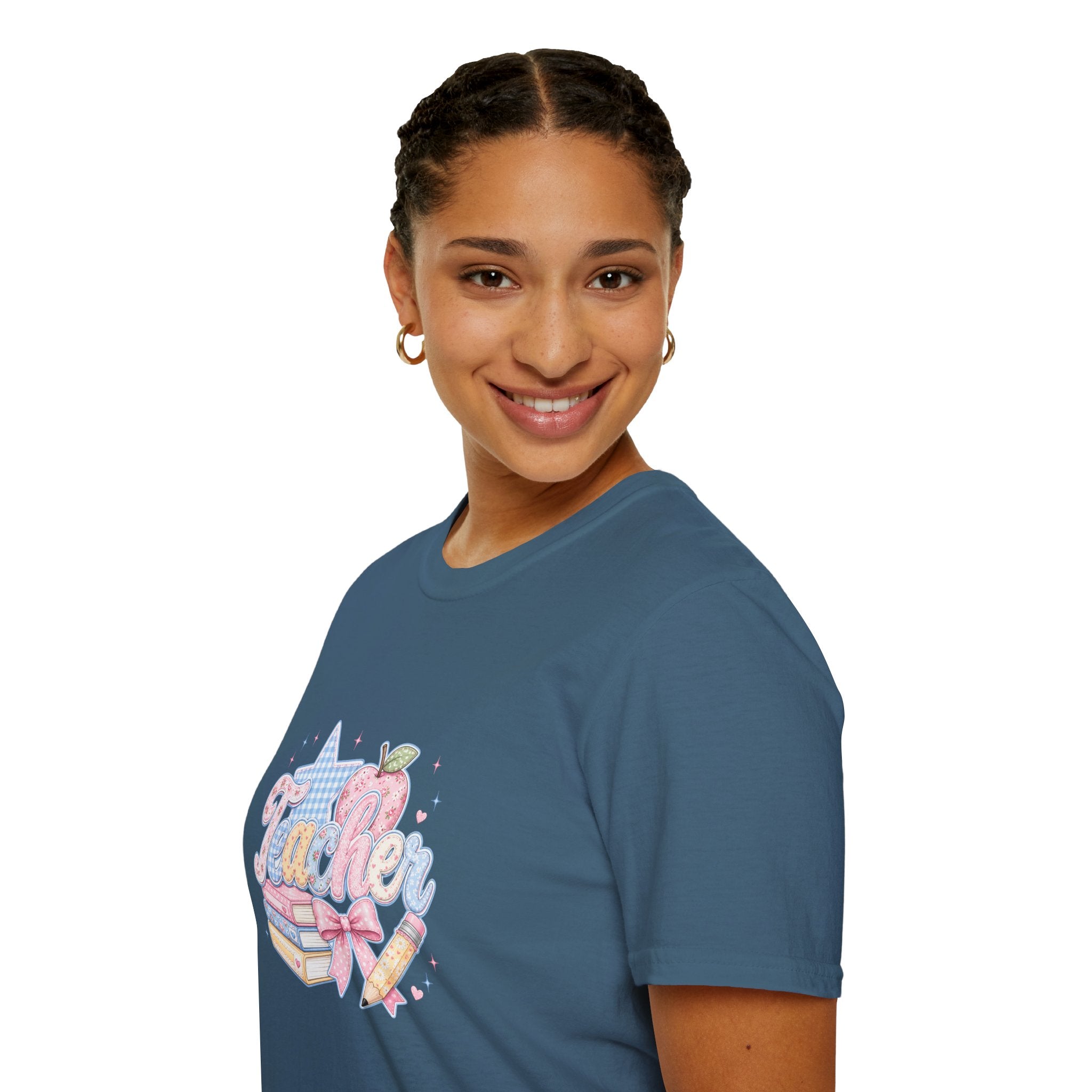 Cute Pastel Apple & Books Teacher T-Shirt — Funny Back-to-School Gift Graphic Tee