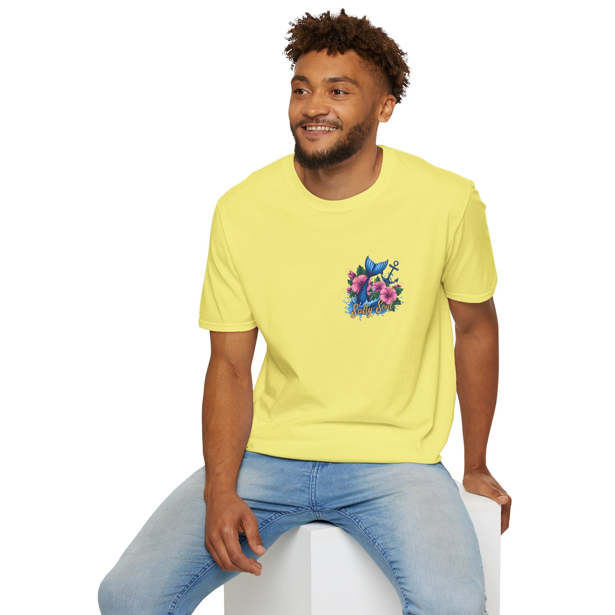 Salty Soul Mermaid Anchor Floral T-Shirt — Cute Beach Gift for Women Nautical Tee