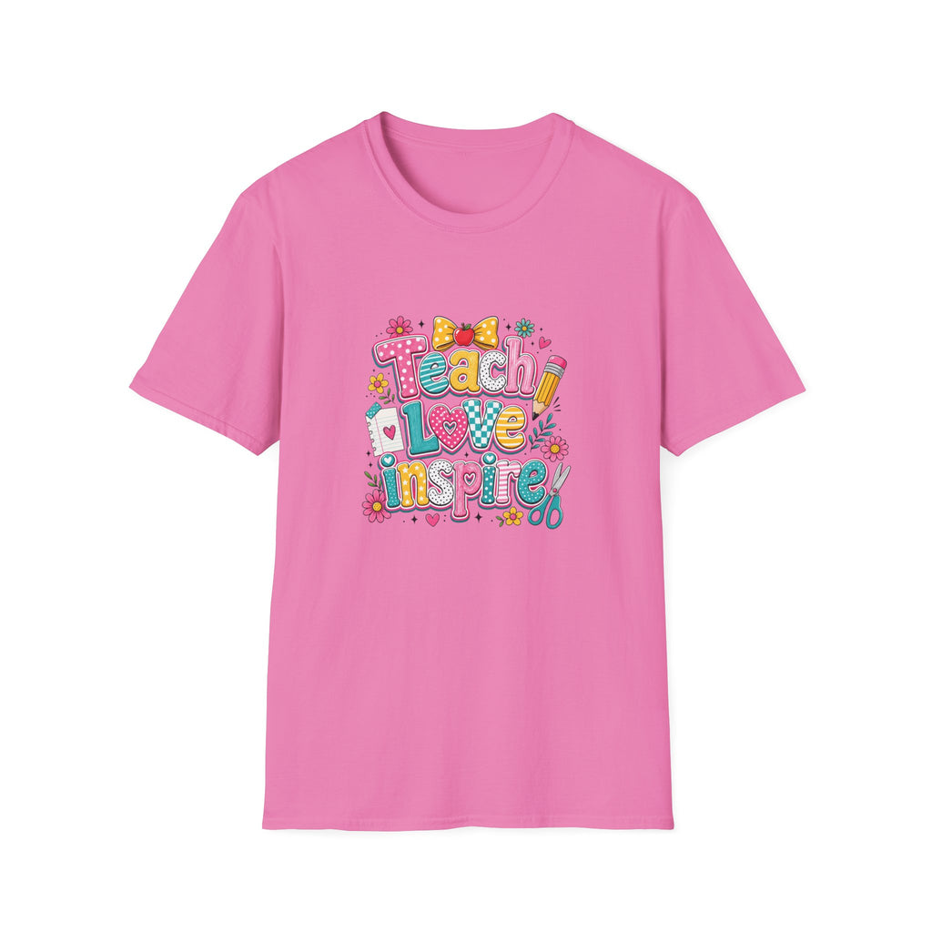 Teach Love Inspire T-Shirt — Cute Colorful Teacher Gift School Appreciation Tee