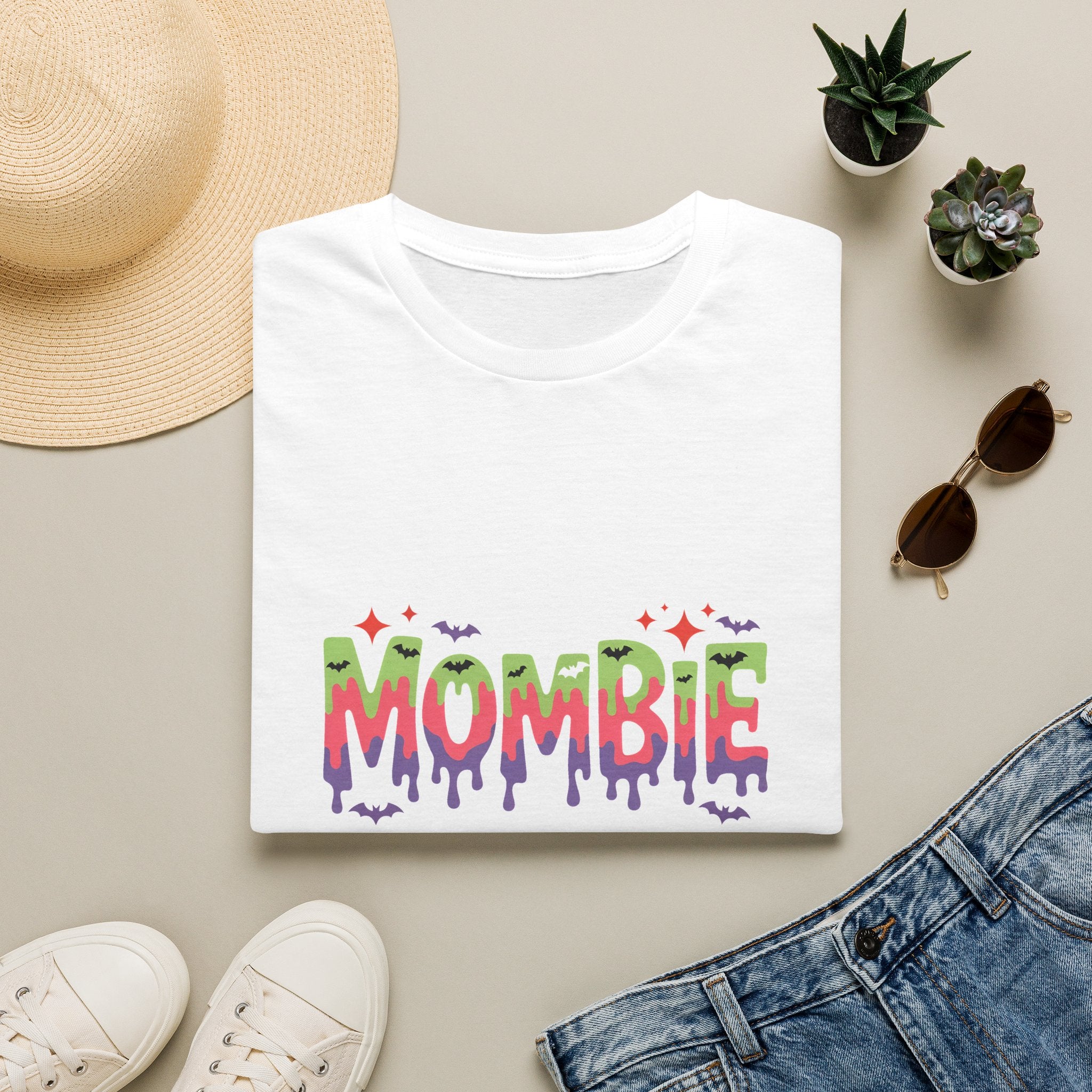 Mombie Halloween T-Shirt — Funny Zombie Mom Gift for Her Neon Graphic Tee