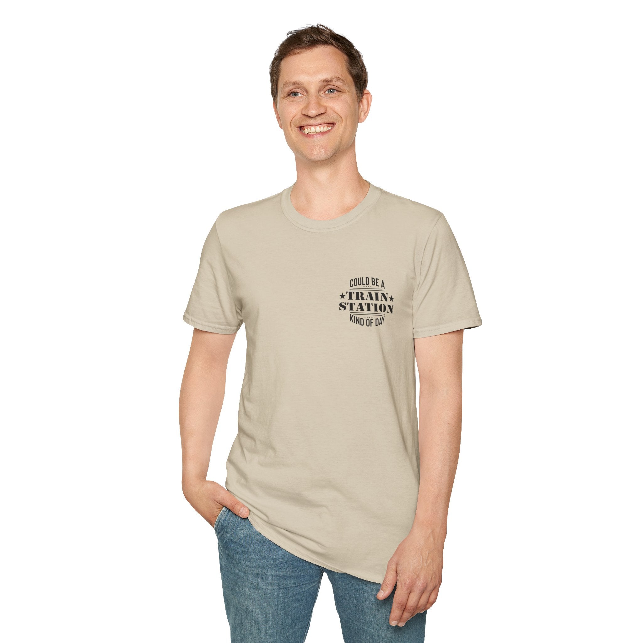 Could Be a Train Station Kind of Day T-Shirt — Funny Sarcastic Gift for Her Pocket Tee