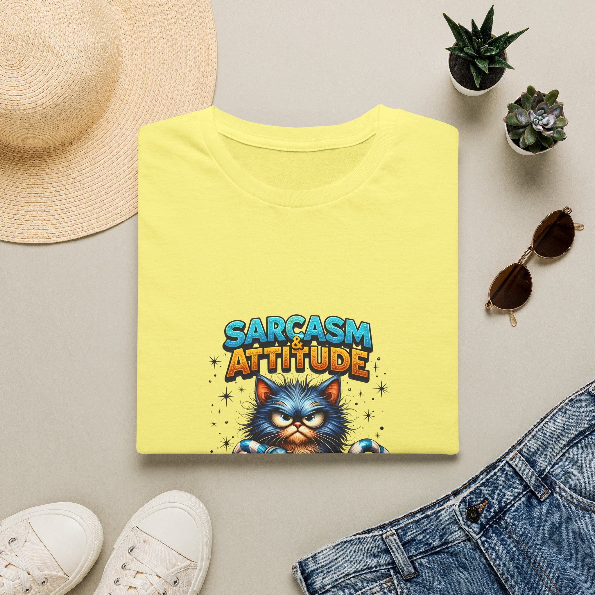 Sarcasm & Attitude Grumpy Cat T-Shirt — Funny Sarcastic Gift for Her Graphic Tee