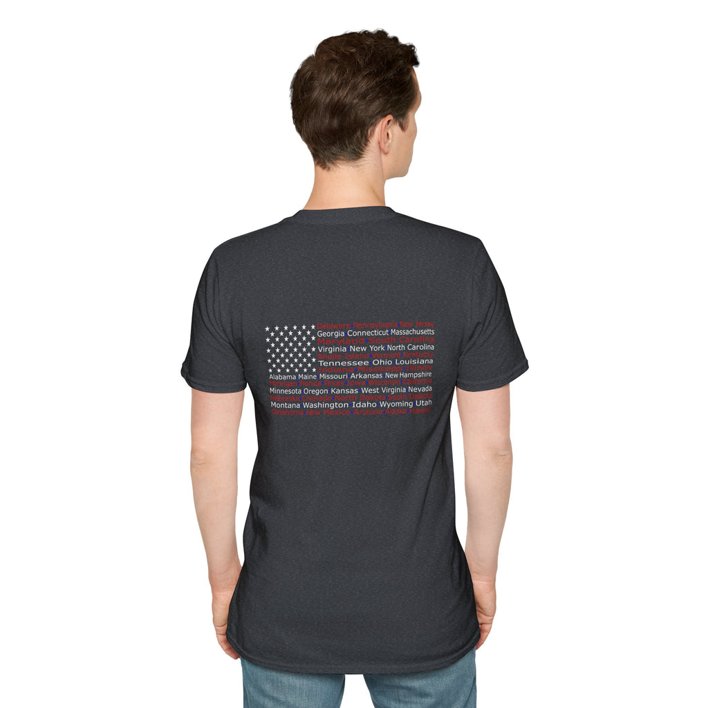 United American Flag T-Shirt — Patriotic Gift for Him Red Chest Graphic Tee