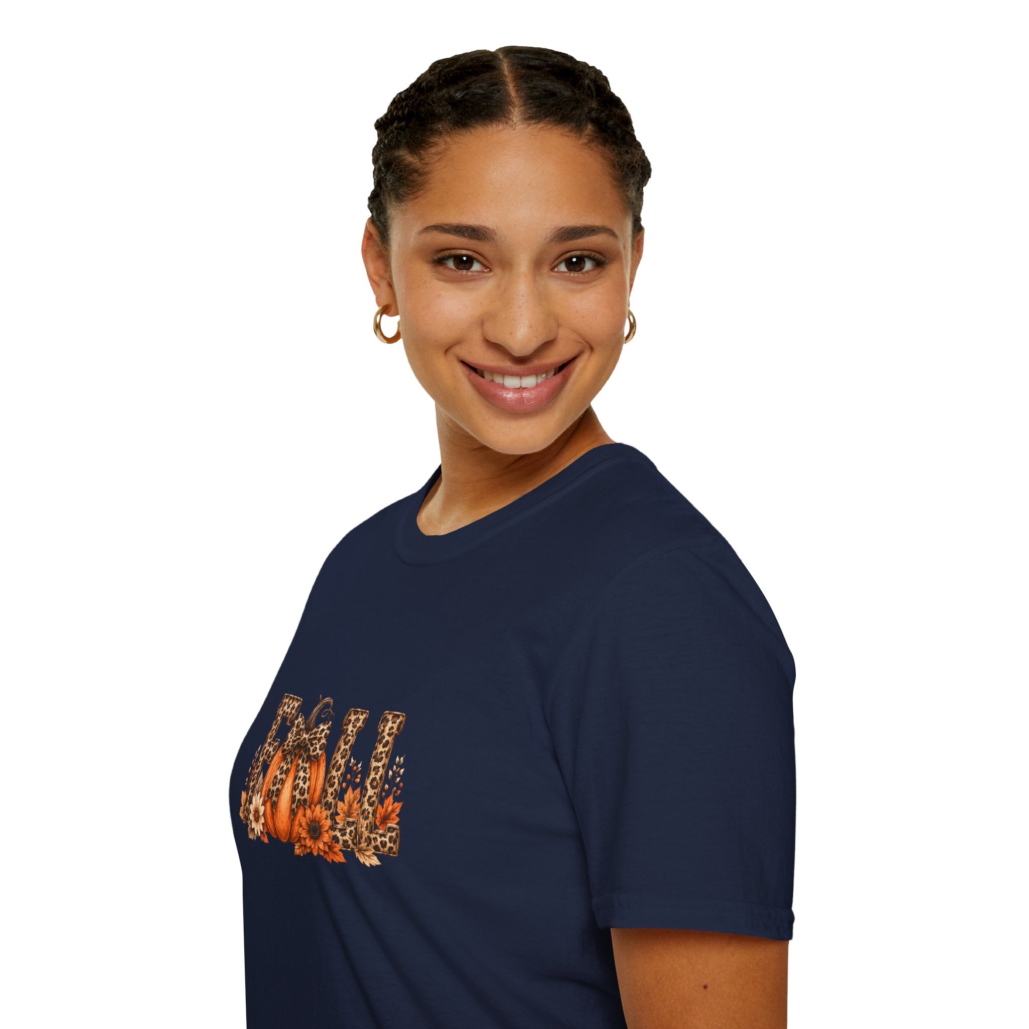 Fall Leopard Pumpkin T-Shirt — Cute Autumn Gift for Women Floral Graphic Tee