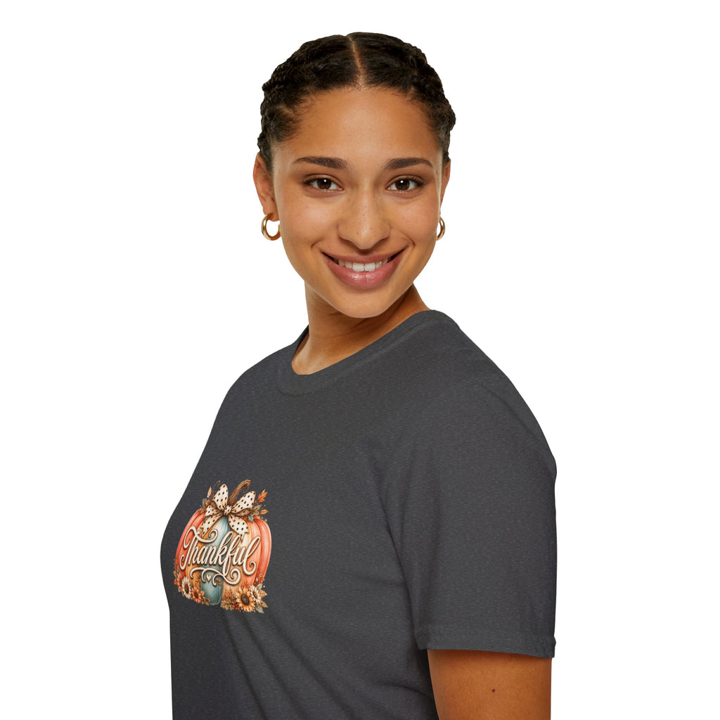 Thankful Pumpkin T-Shirt — Cute Fall Thanksgiving Gift for Women Graphic Tee