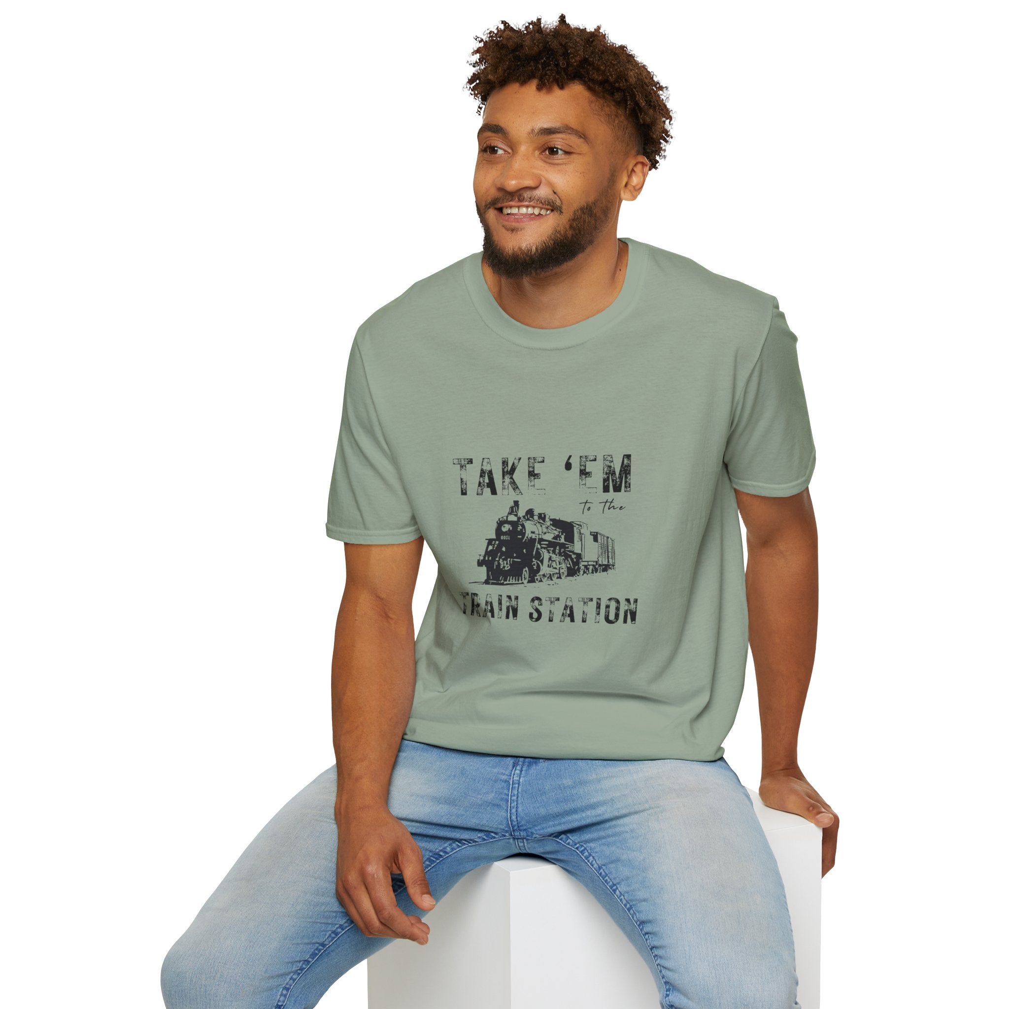Take 'Em to the Train Station T-Shirt — Funny Sarcastic Gift Vintage Engine Graphic Tee