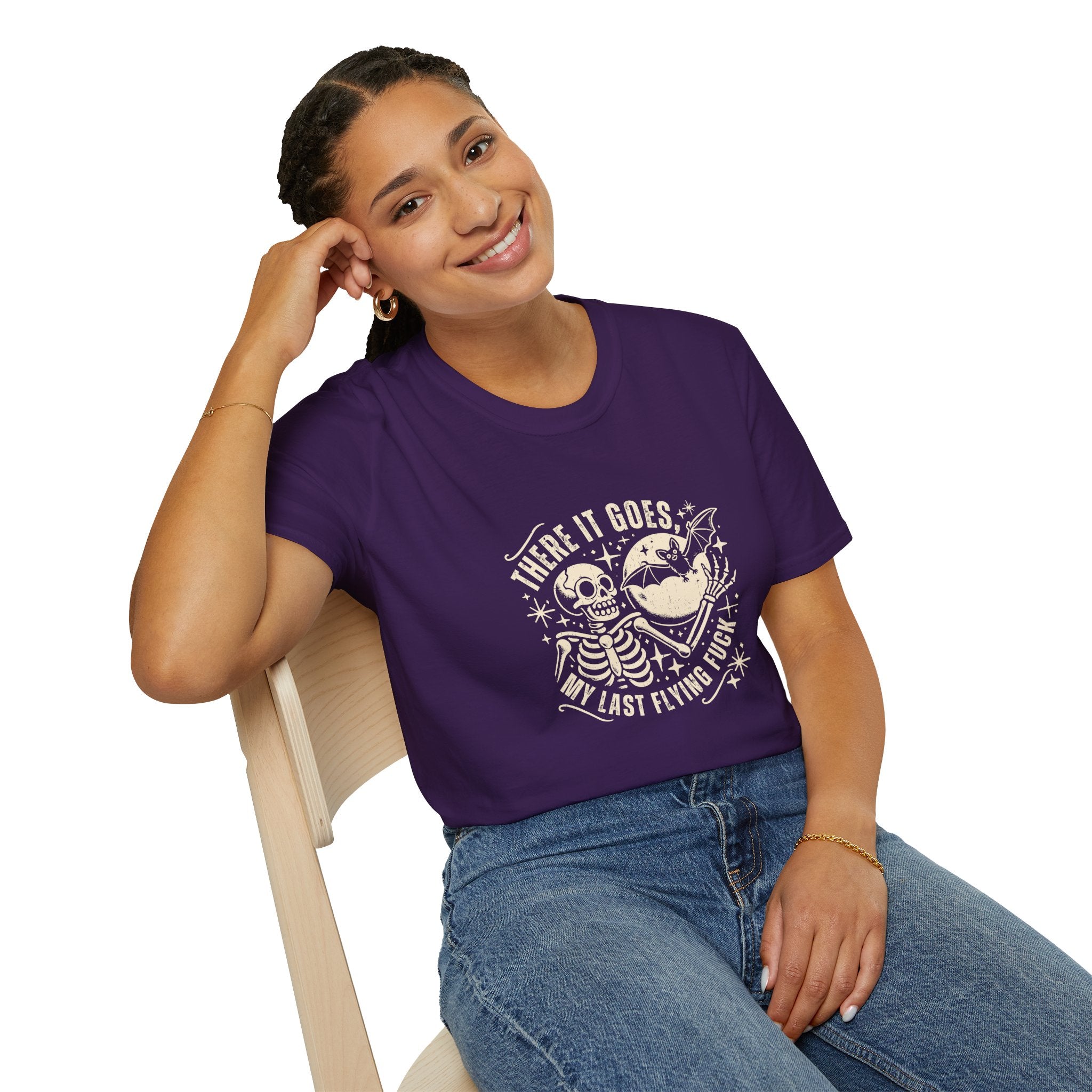 There It Goes Skull Moon & Bat T-Shirt — Cute Halloween Gift for Women Graphic Tee