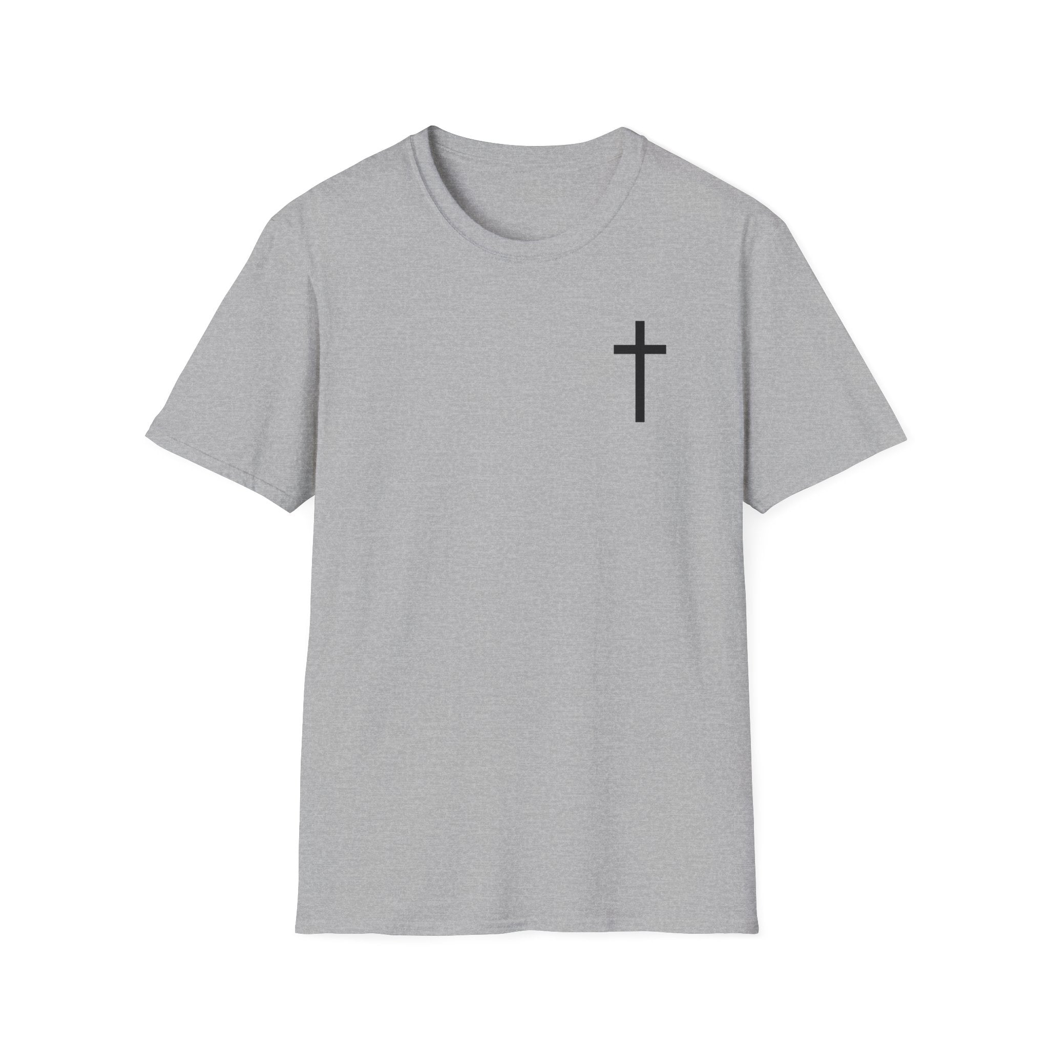Man of Faith Rooted in Christ T-Shirt — Christian Gift for Him Flag & Cross Back Print Graphic Tee